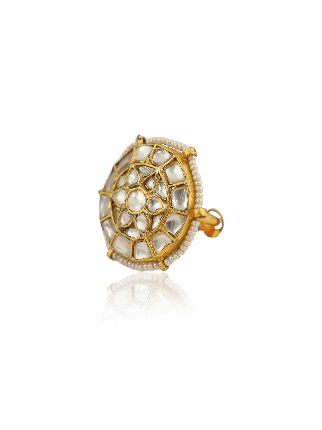 Small White Jadtar Stone Ring