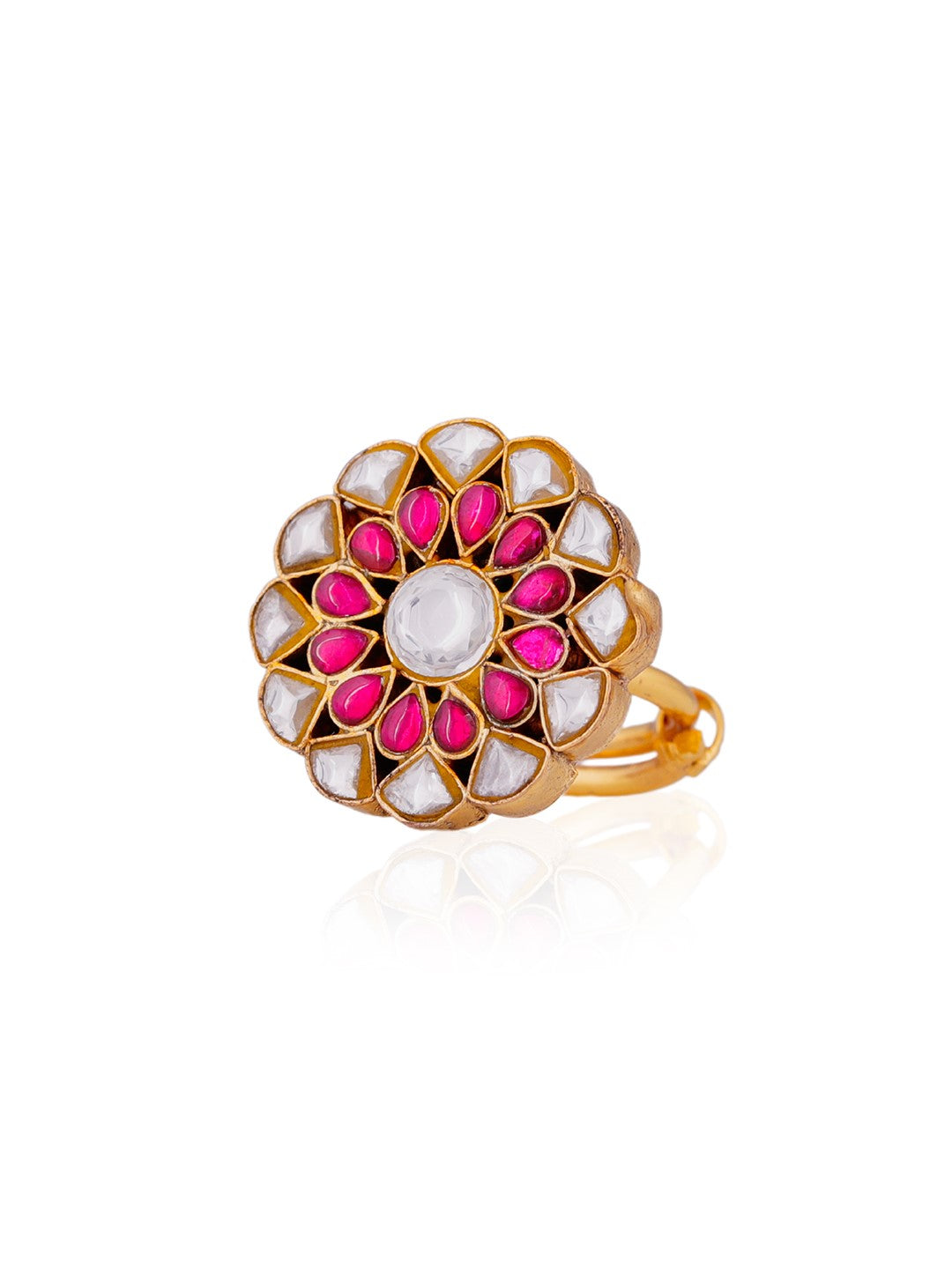 Pink jadau ring