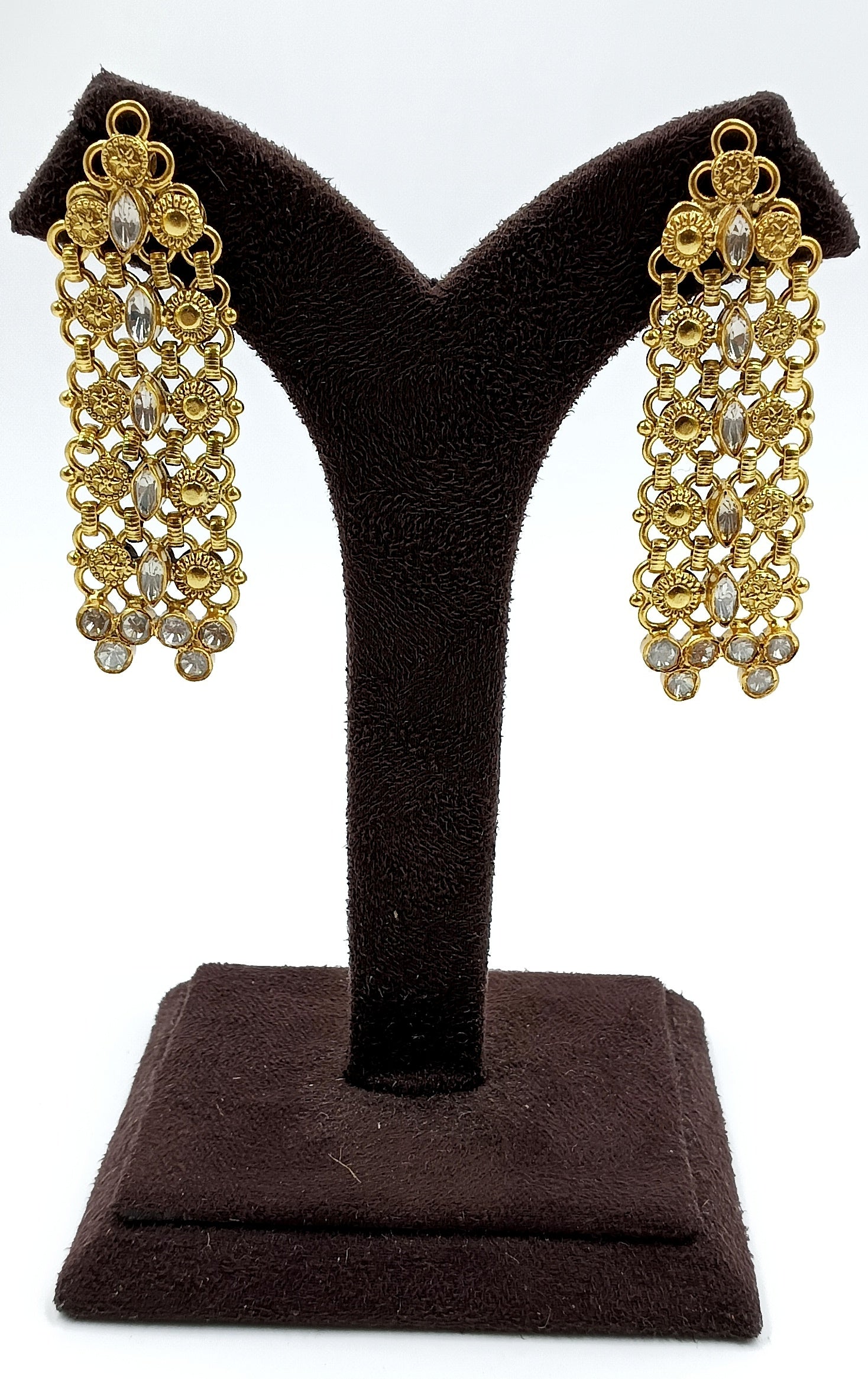Floral Drop Earrings with Kundan Sparkle