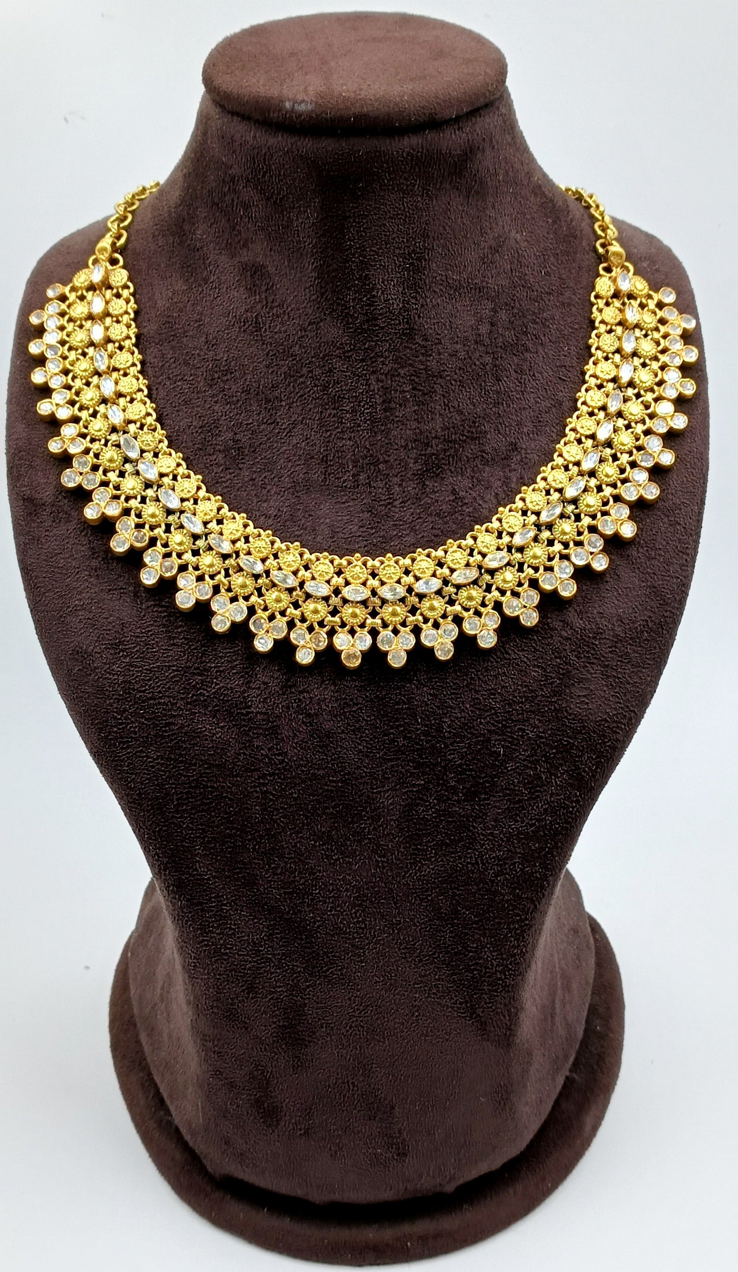 Floral Choker Necklace with Crystal Detailing