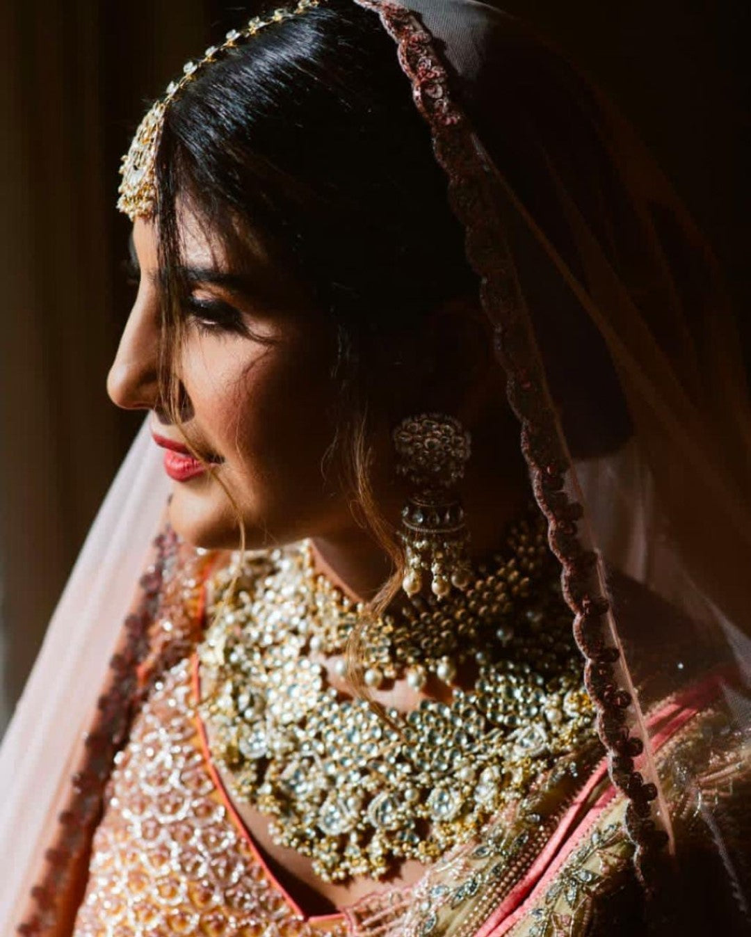 White Bridal Wear Double Layered Necklace Set