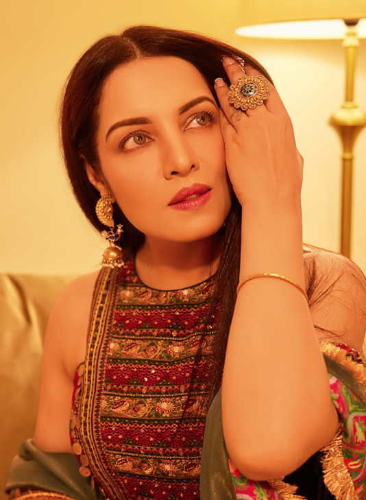 Celina Jaitly Wearing Minerali Jewelry