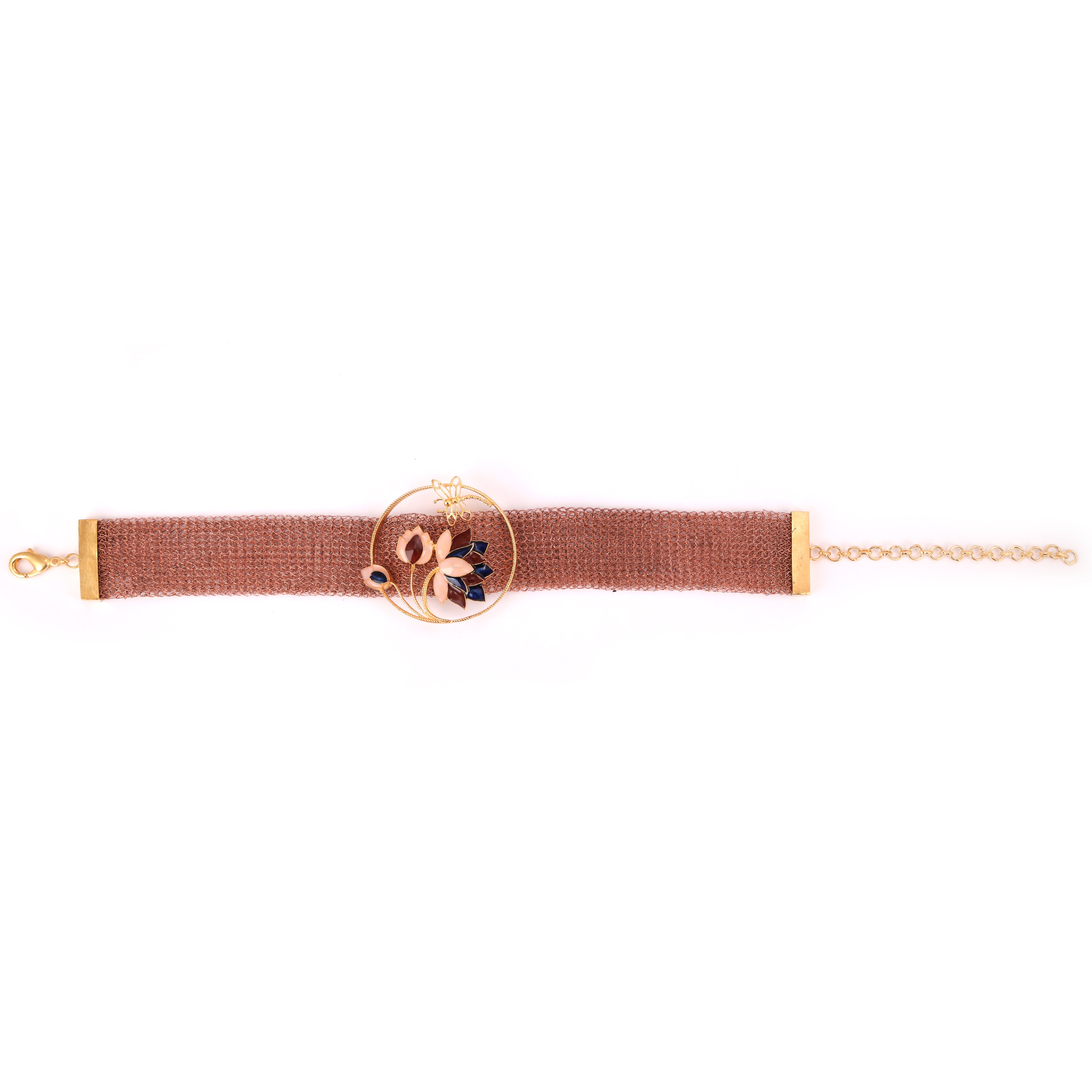 Rustic weave lotus choker