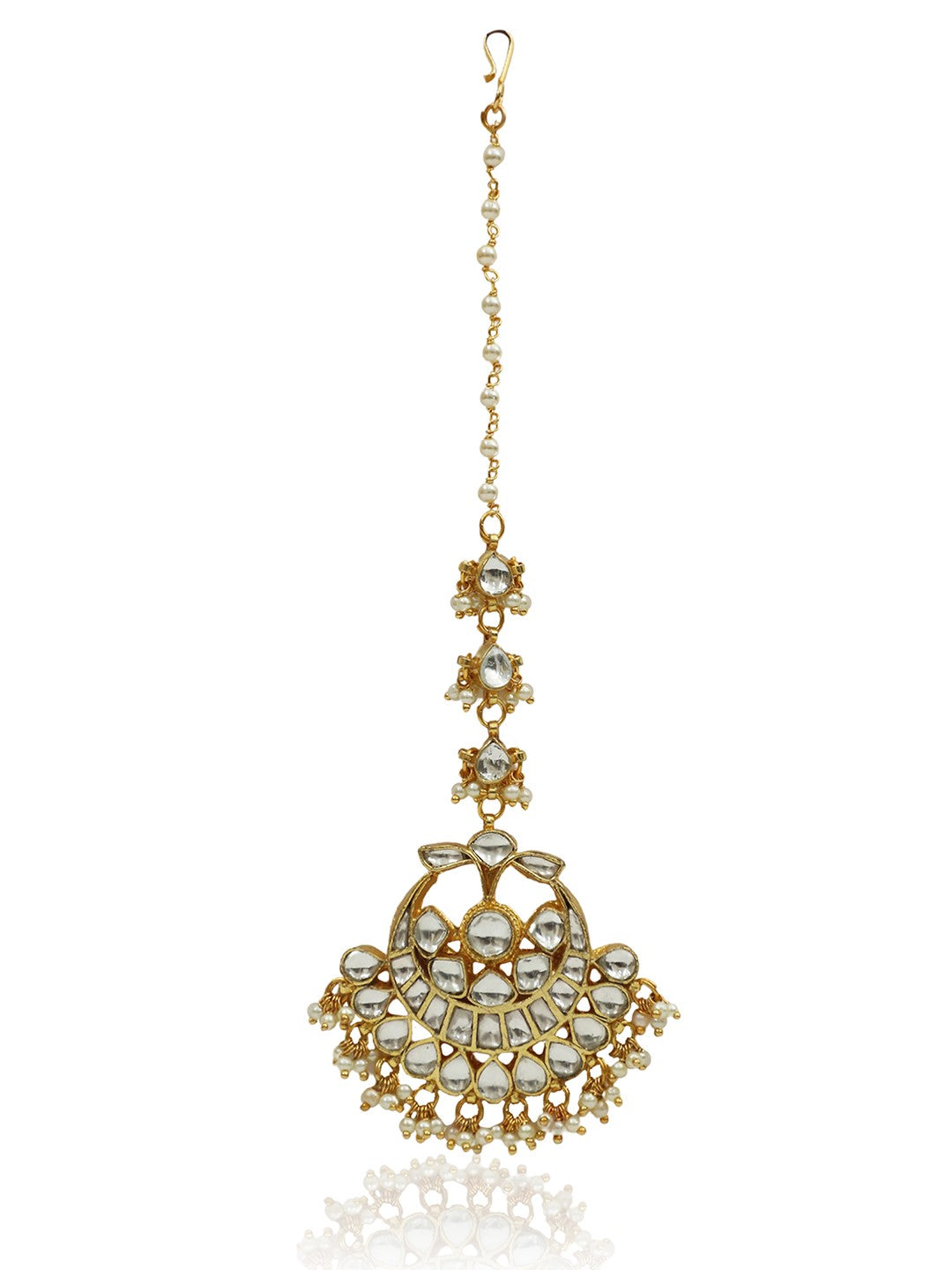 Wedding Wear White Gold Plated Maangtikka