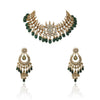 Emerald green beads gold plated choker set