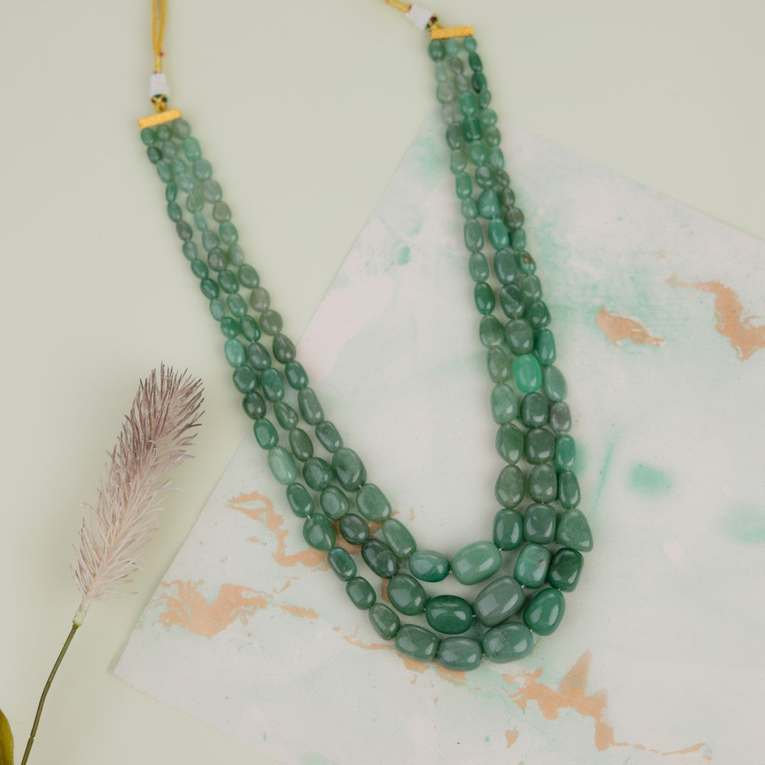 Three Layer Onyx Stone Beads Necklace For Women