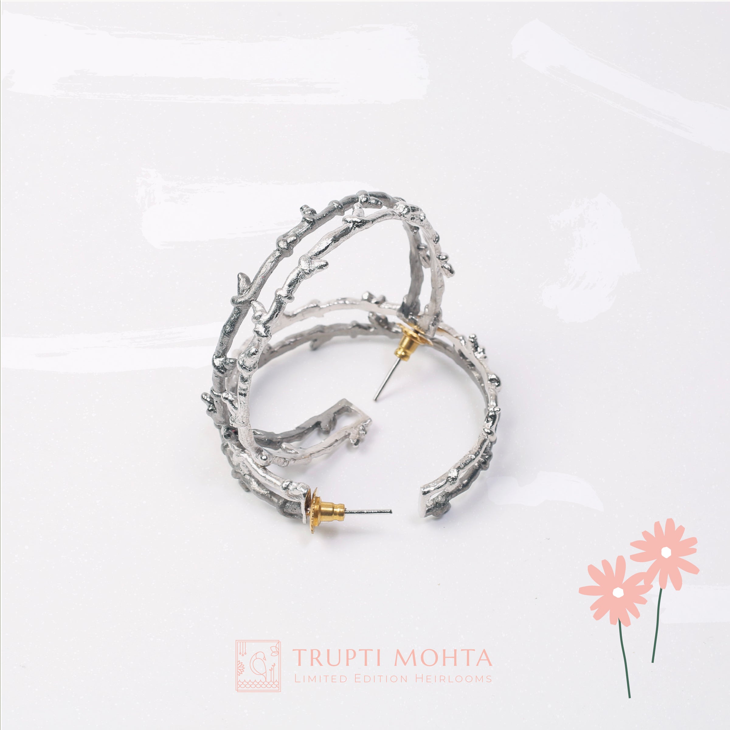 Adam and eve silver earring