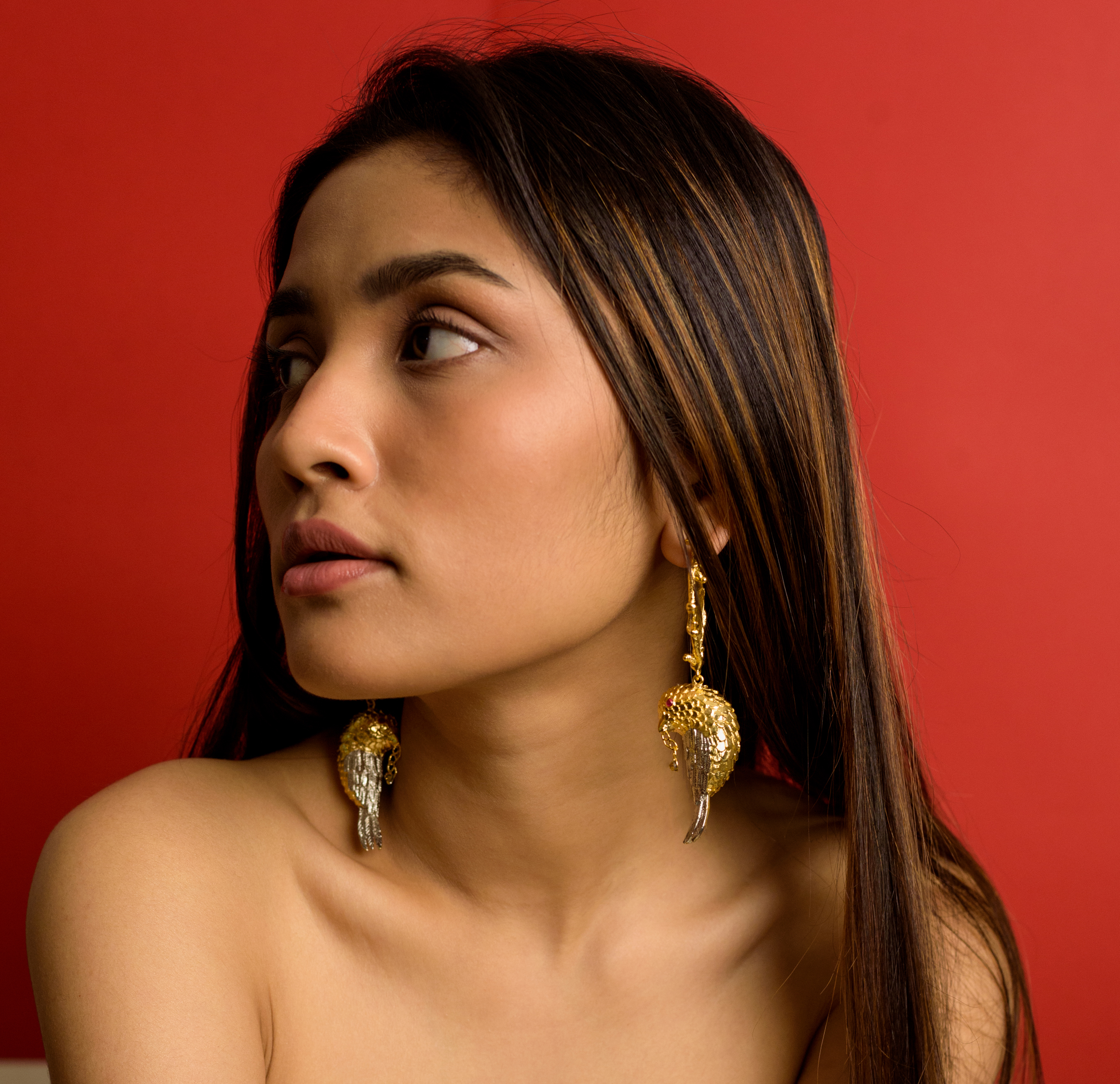 Birdy golden fling earrings