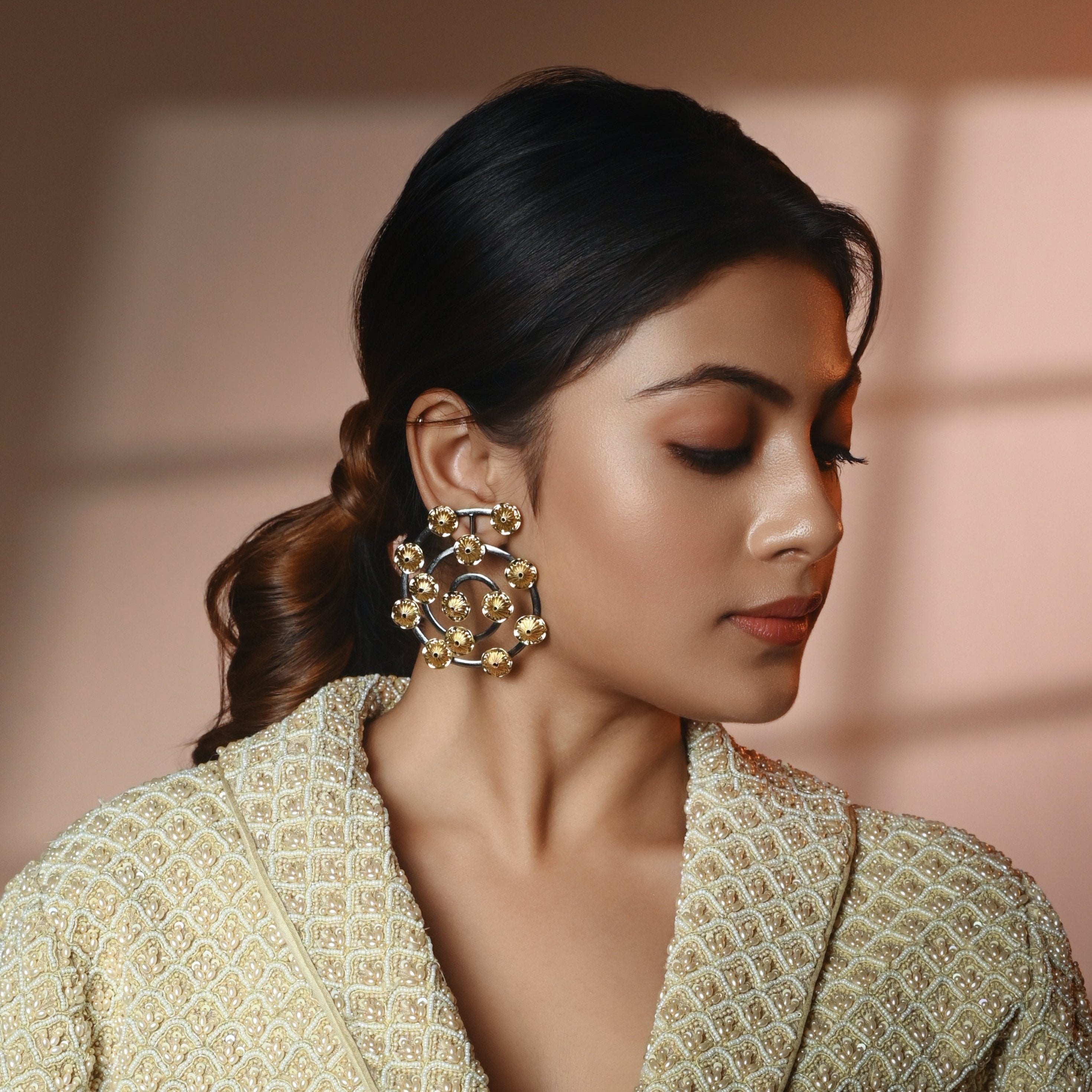 Oyster gold shell earrings