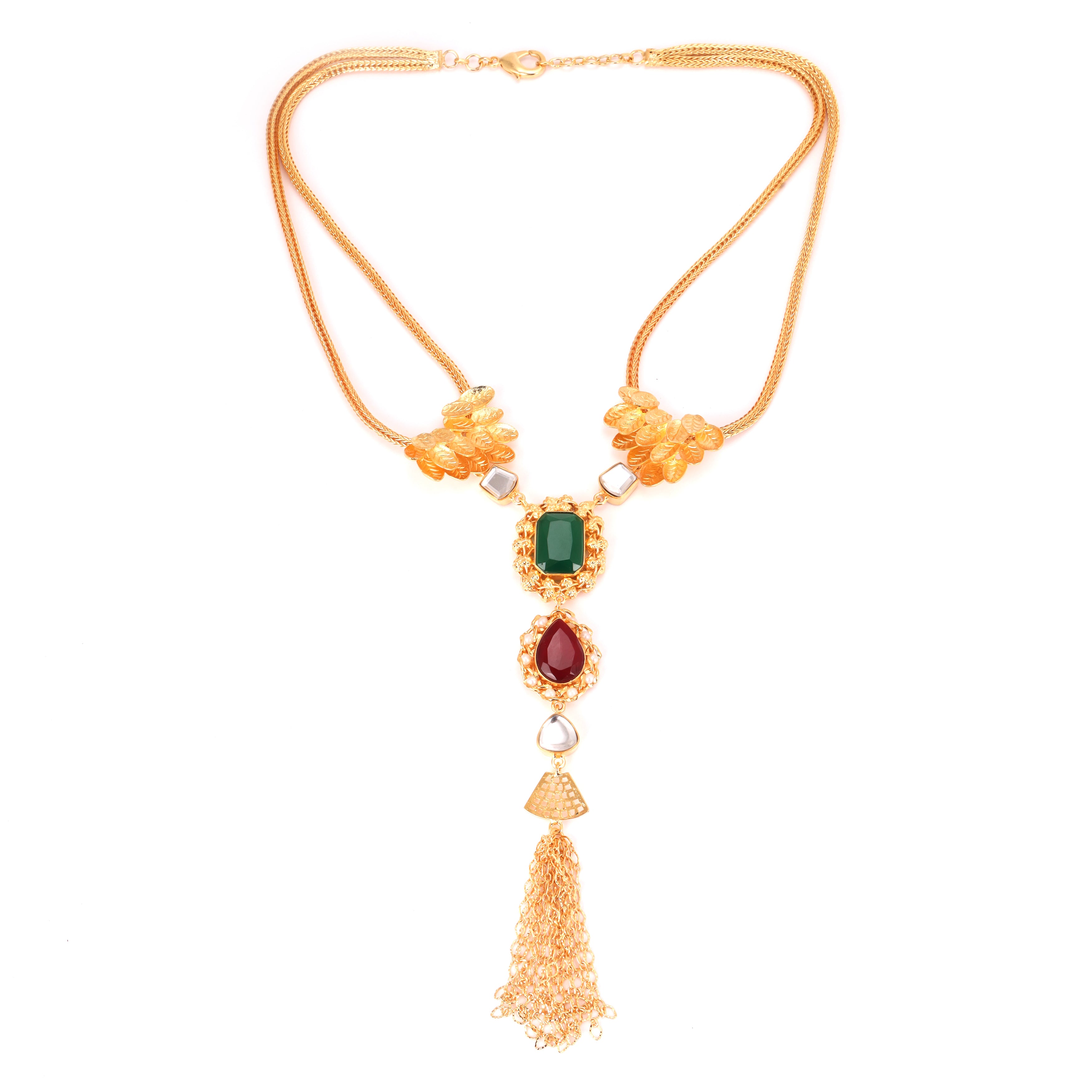 Emerald crimson elegance handcrafted necklace