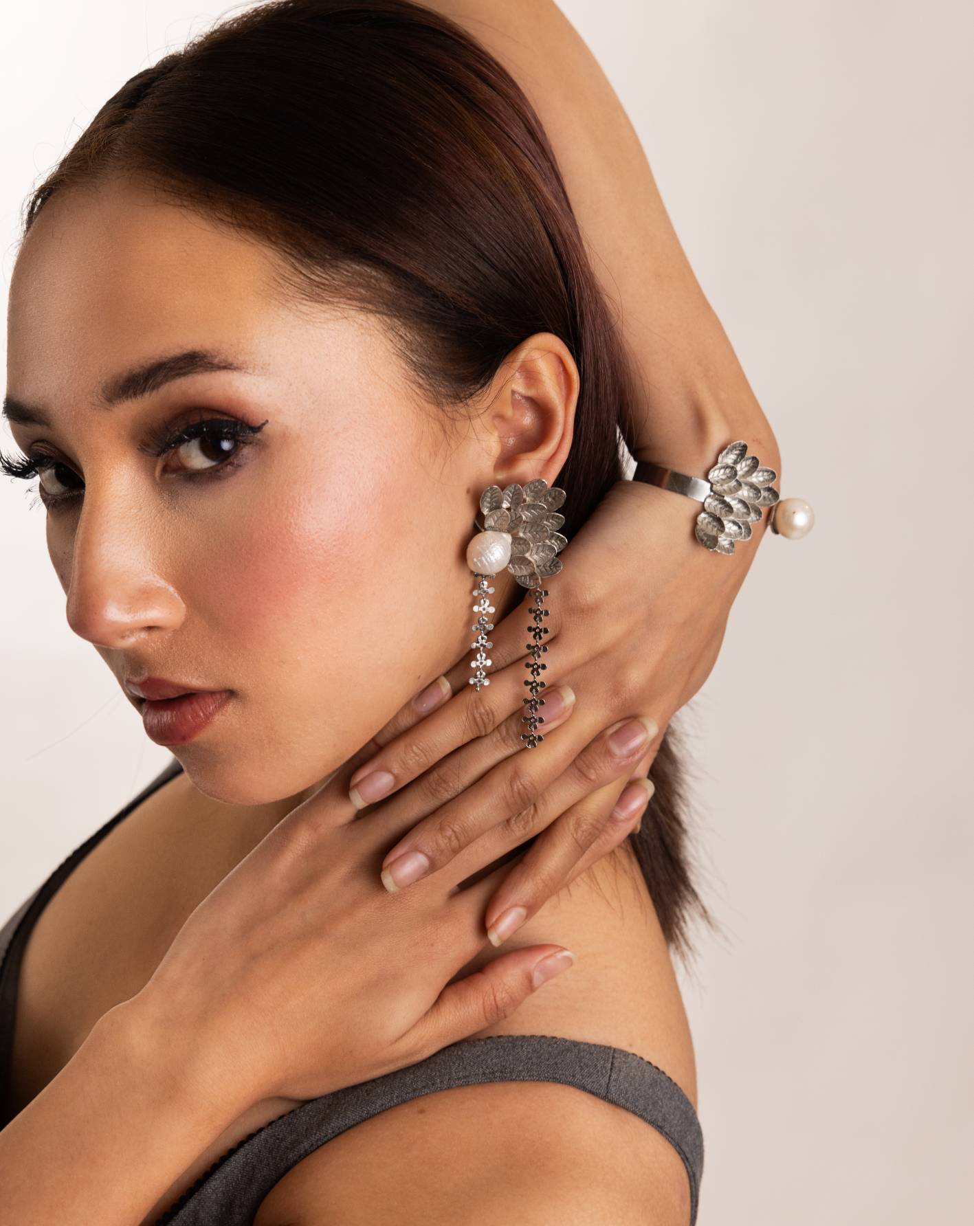 Baroque beauty silver earrings