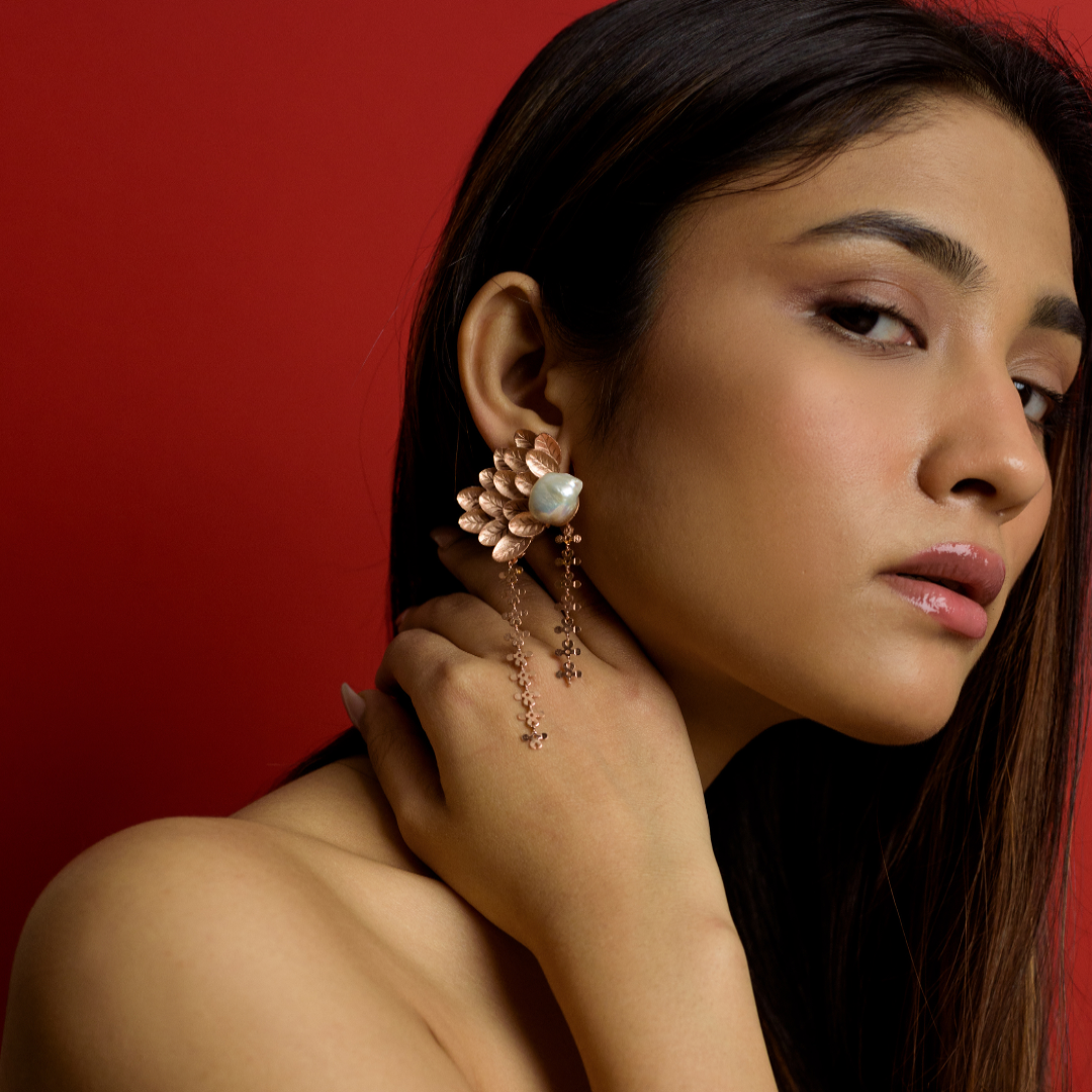 Rosegold leaf earrings