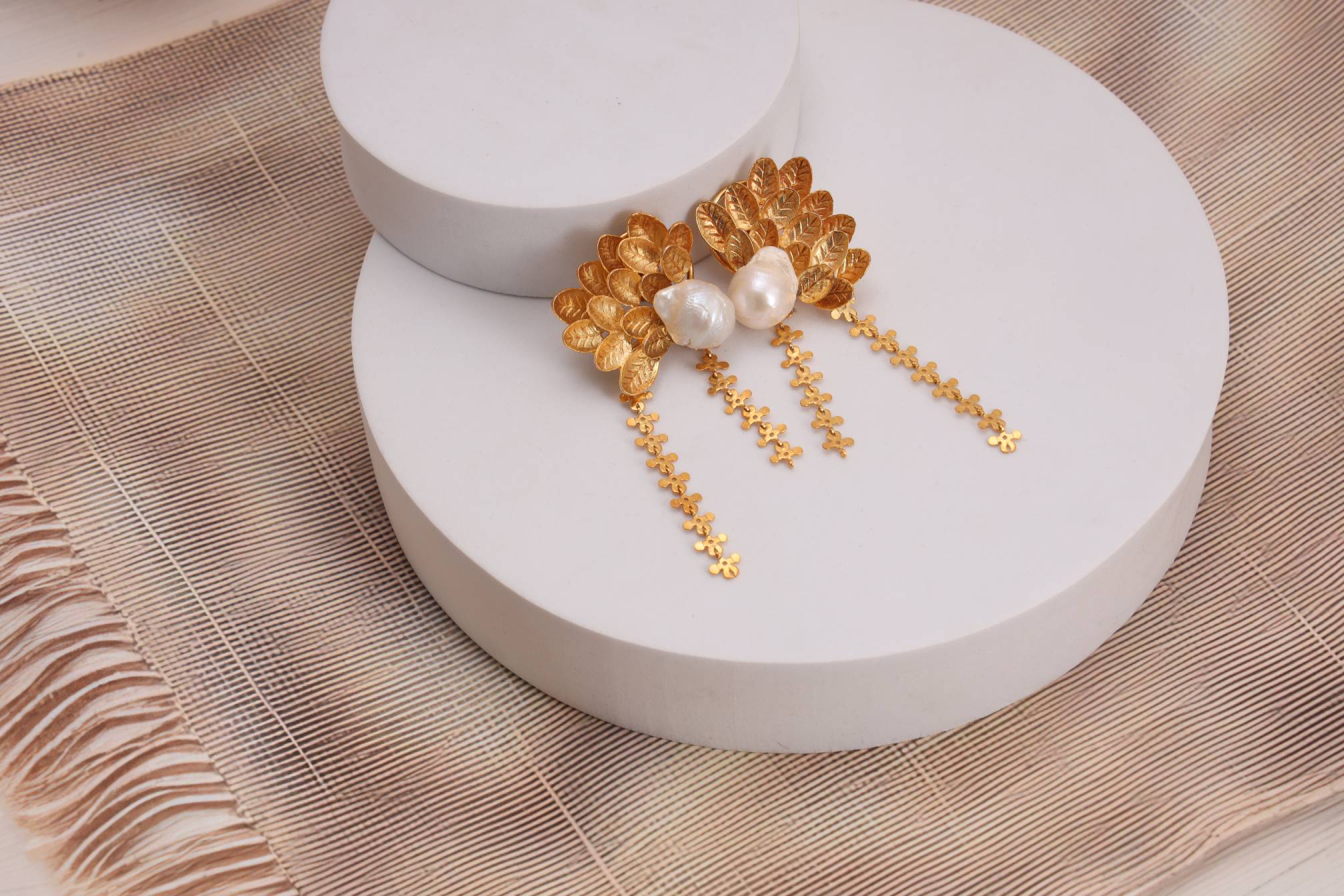Baroque beauty gold plated earrings