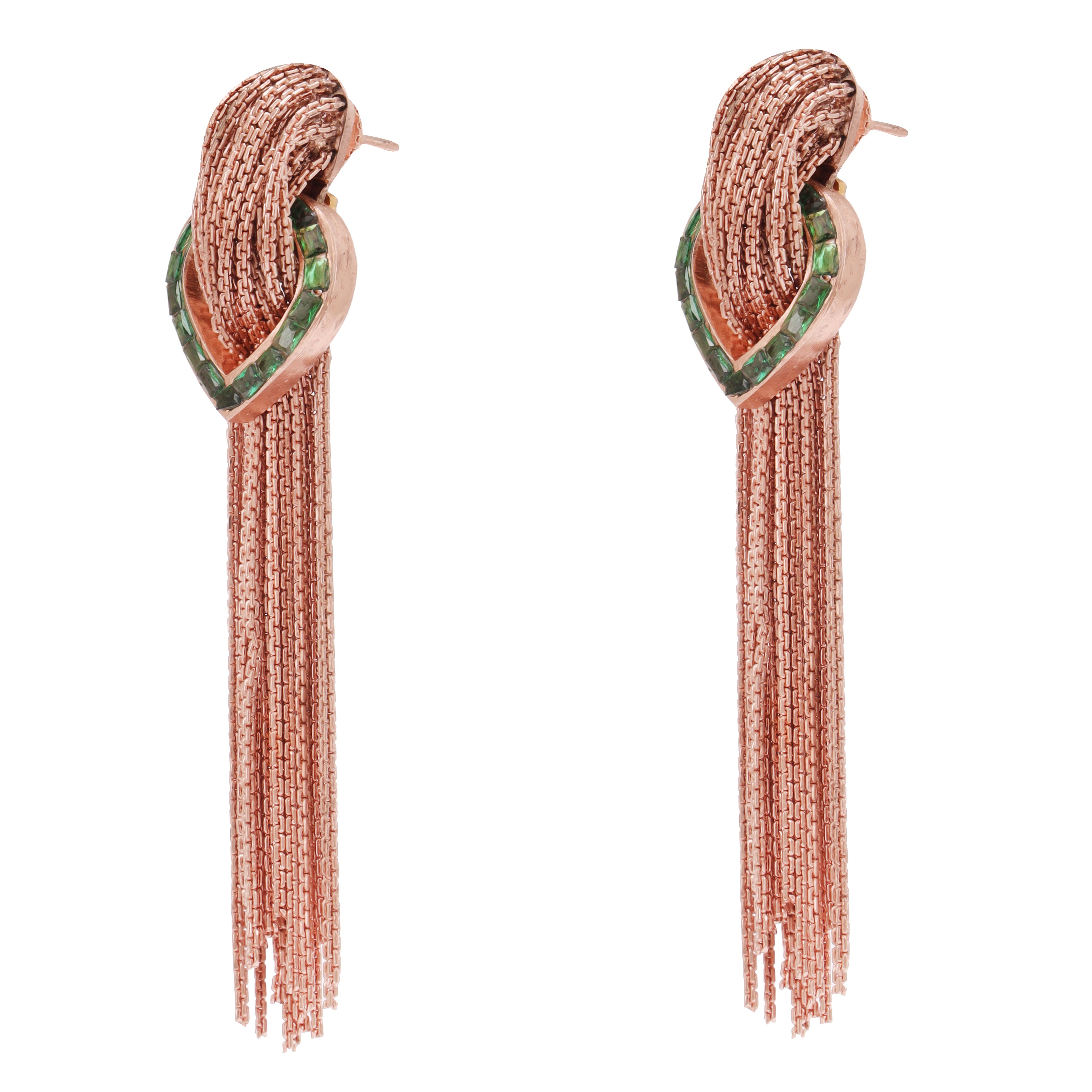 rosegold cascade earrings (green)