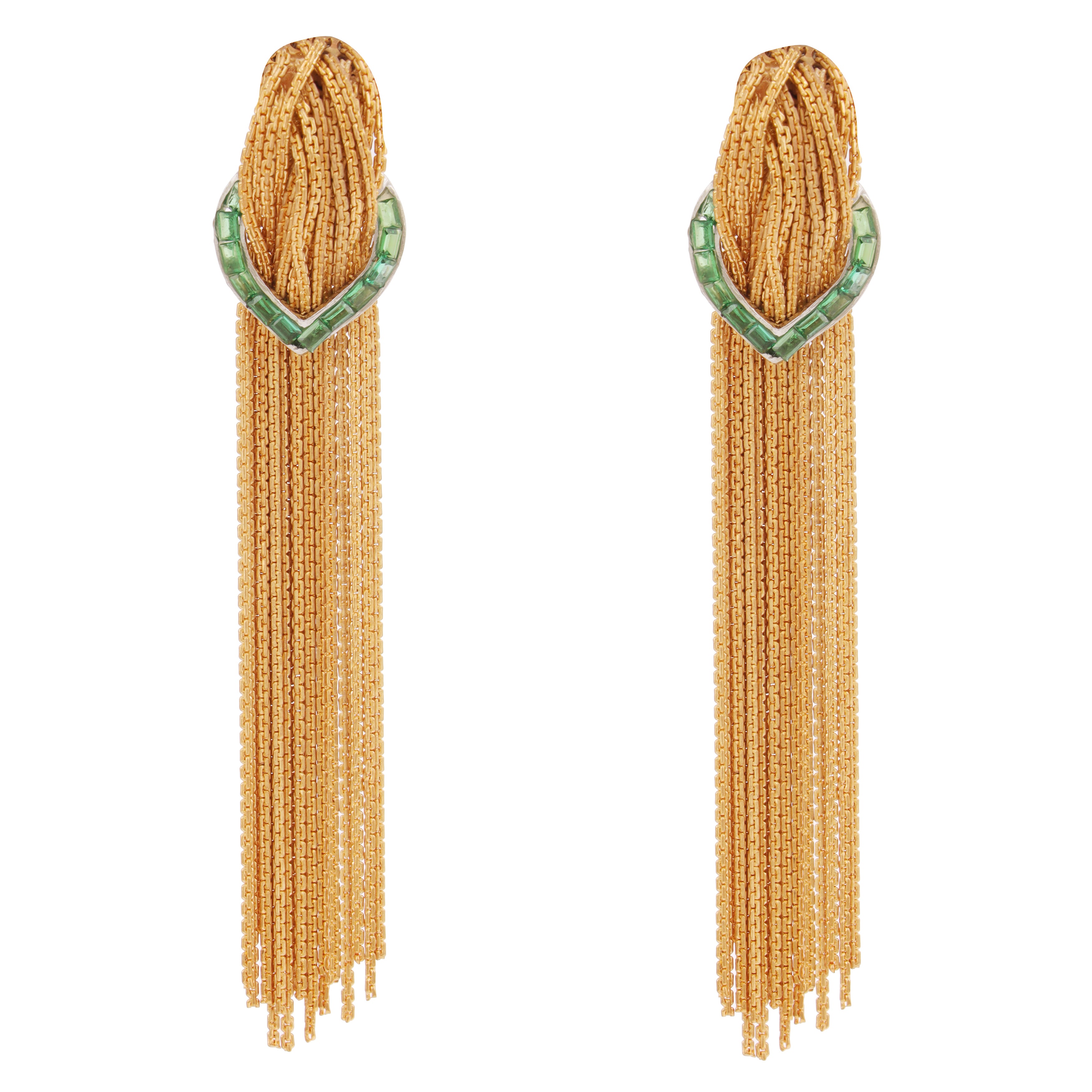 golden cascade earrings(green)