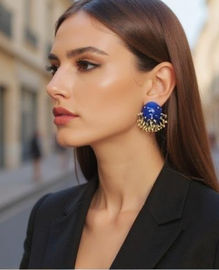 Vine Round Studs (Blue)