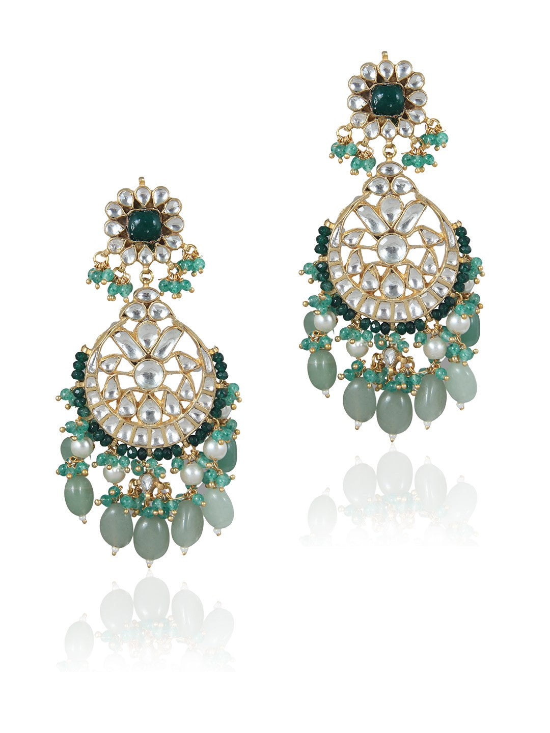 Green Gold Plated Earrings For Women