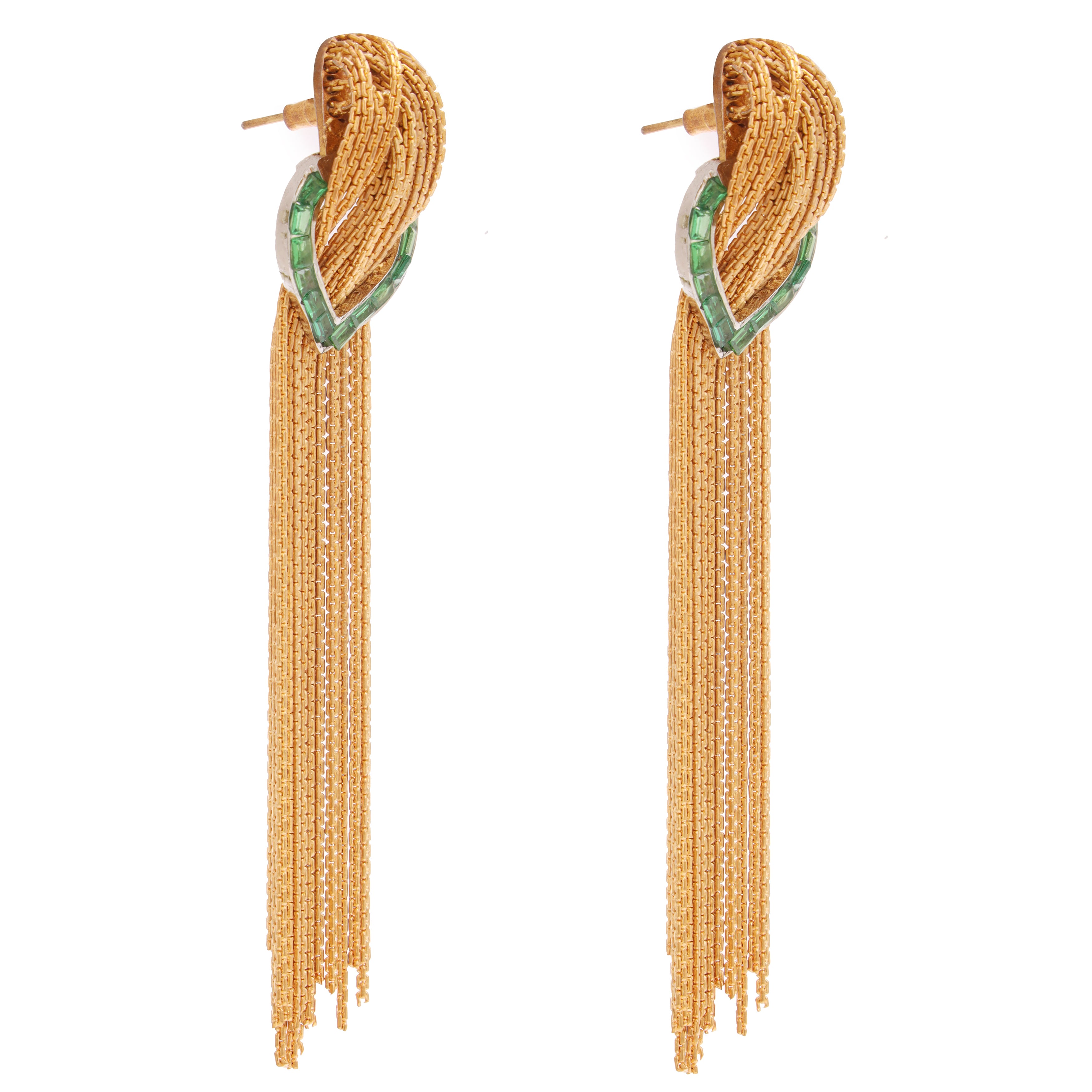 golden cascade earrings(green)