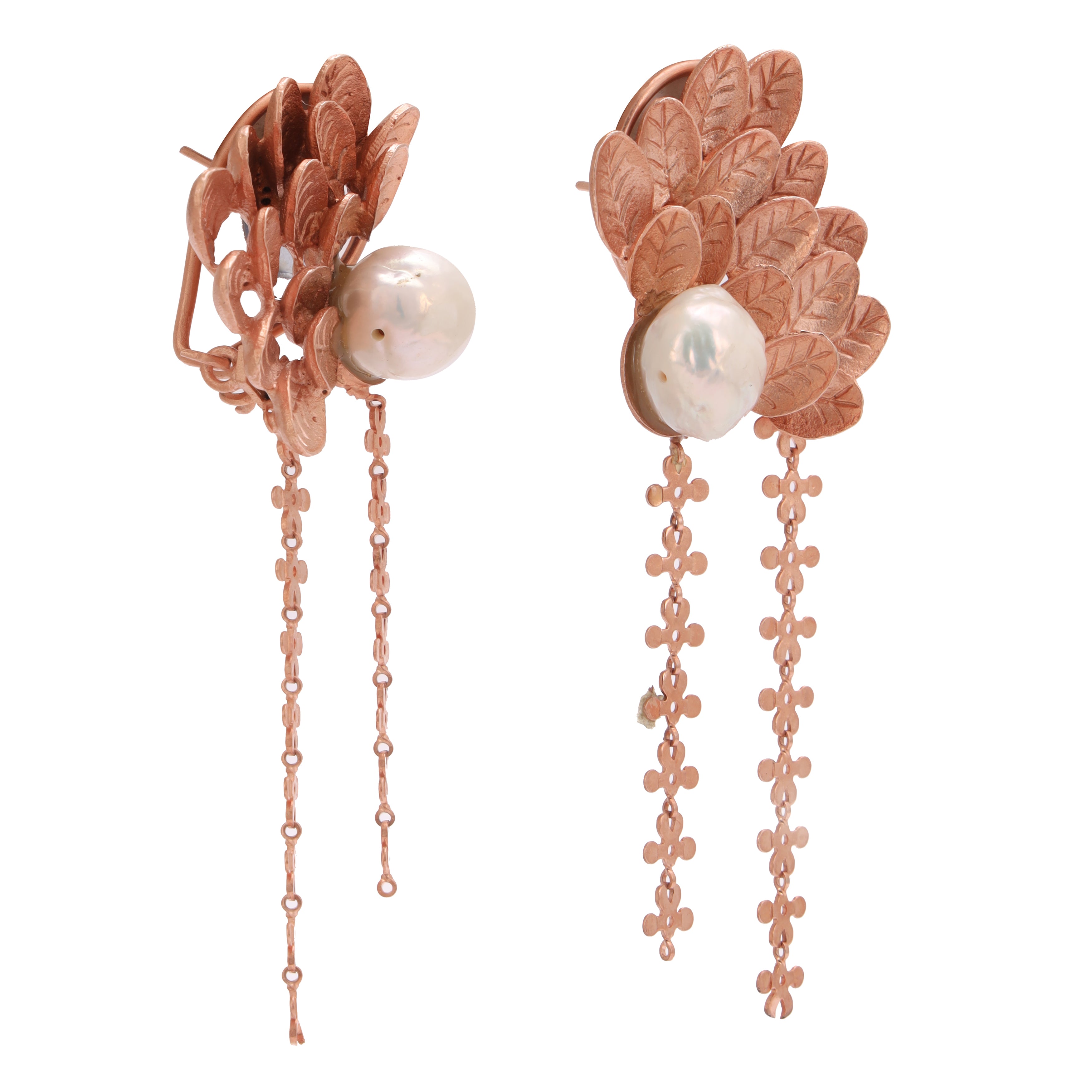 Rosegold leaf earrings