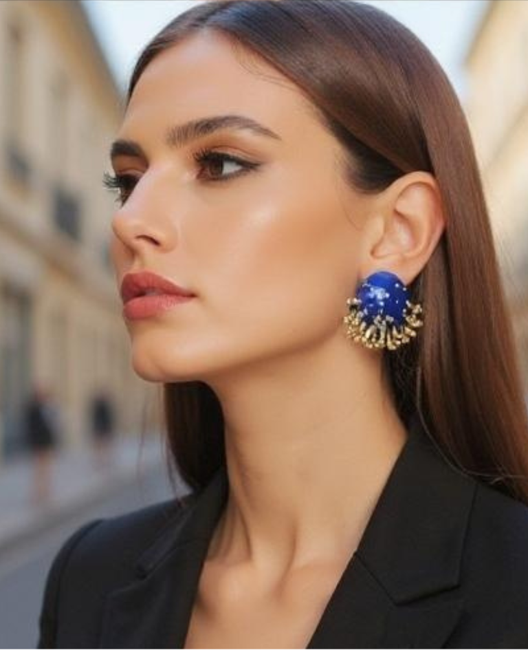 Vine Round Studs (Blue)