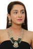 Traditional Wear Green Gold Plated Long Necklace With Jhumka