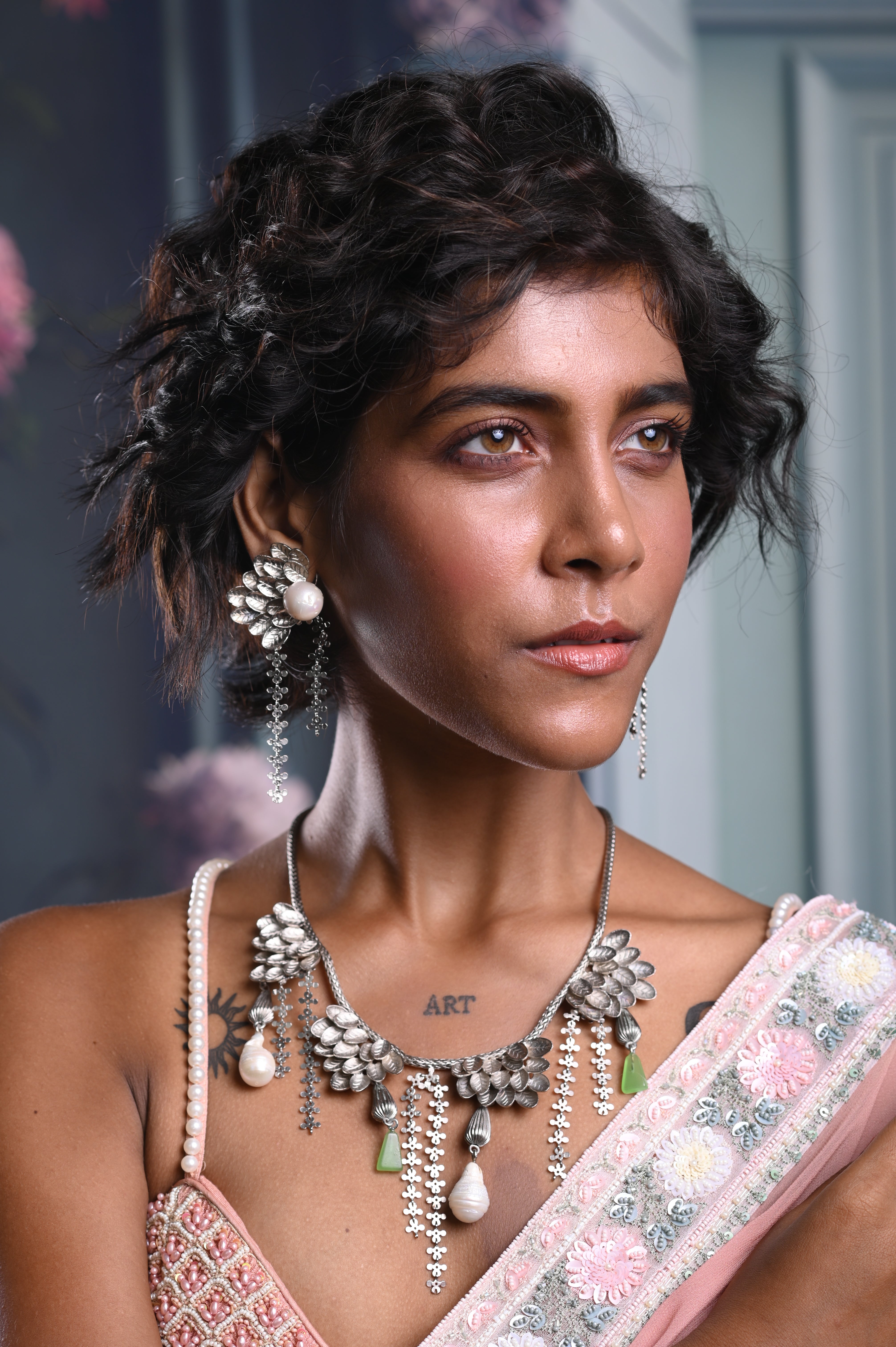 Baroque beauty silver earrings