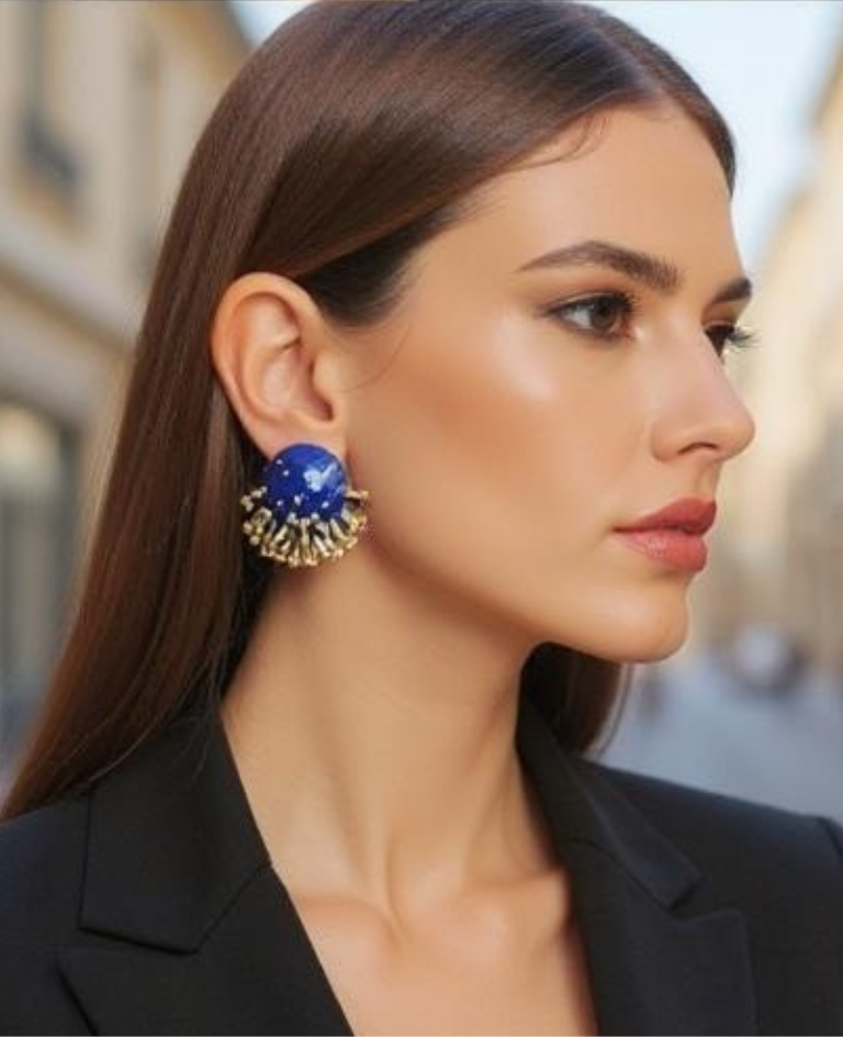 Vine Round Studs (Blue)