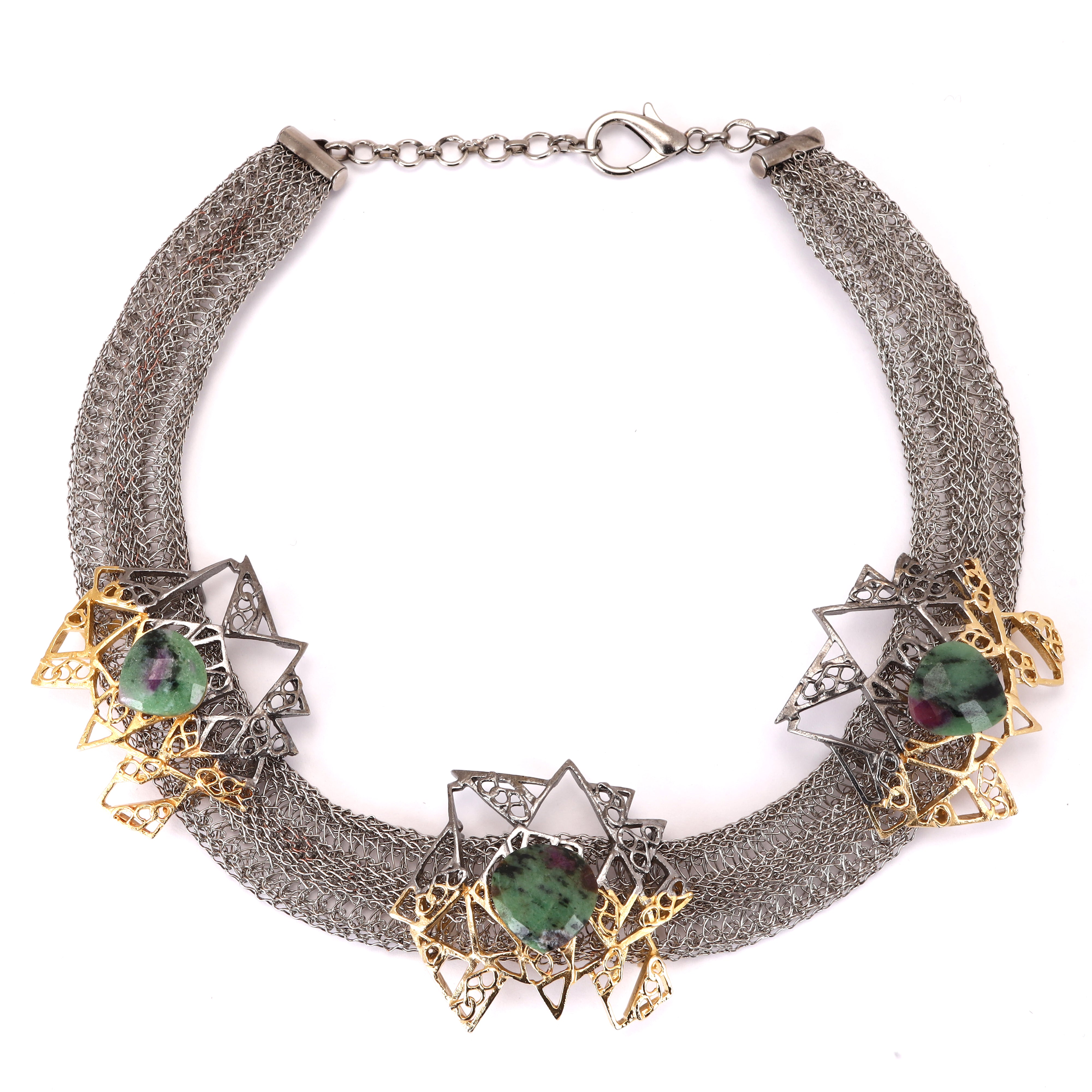 Titilating triangles gold plated neckpiece