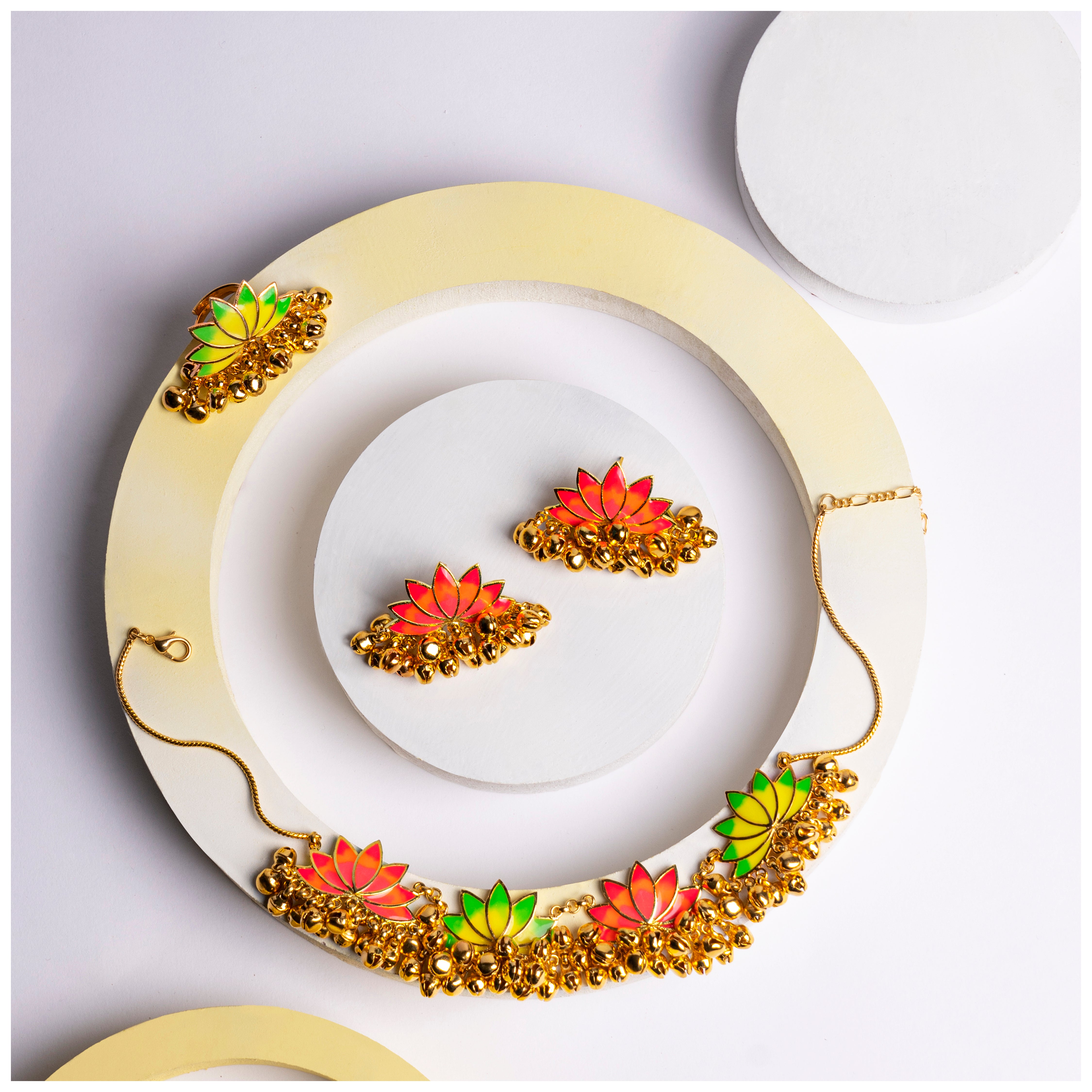 Lotus ghunghroo choker set