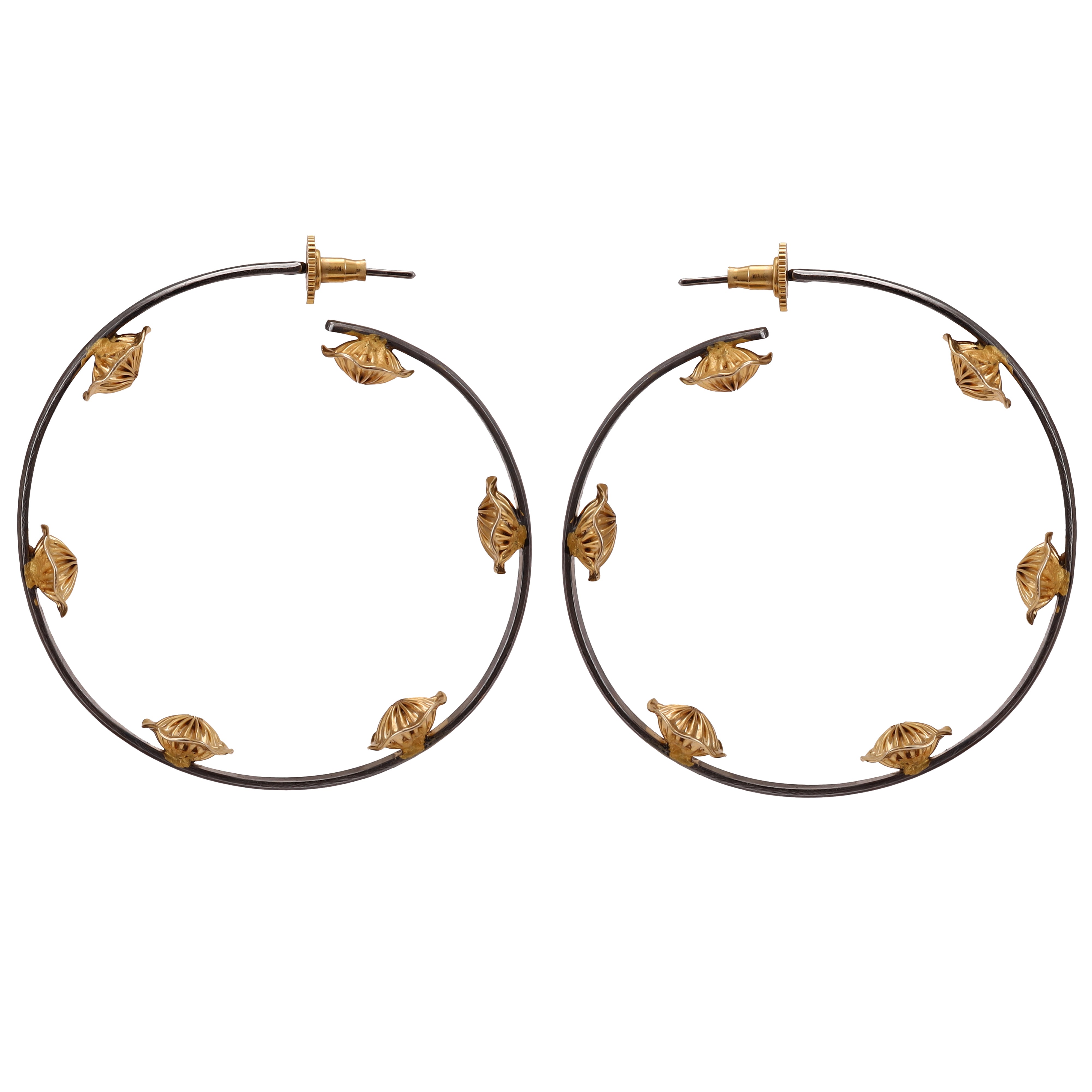 Serenity black and gold hoop earrings