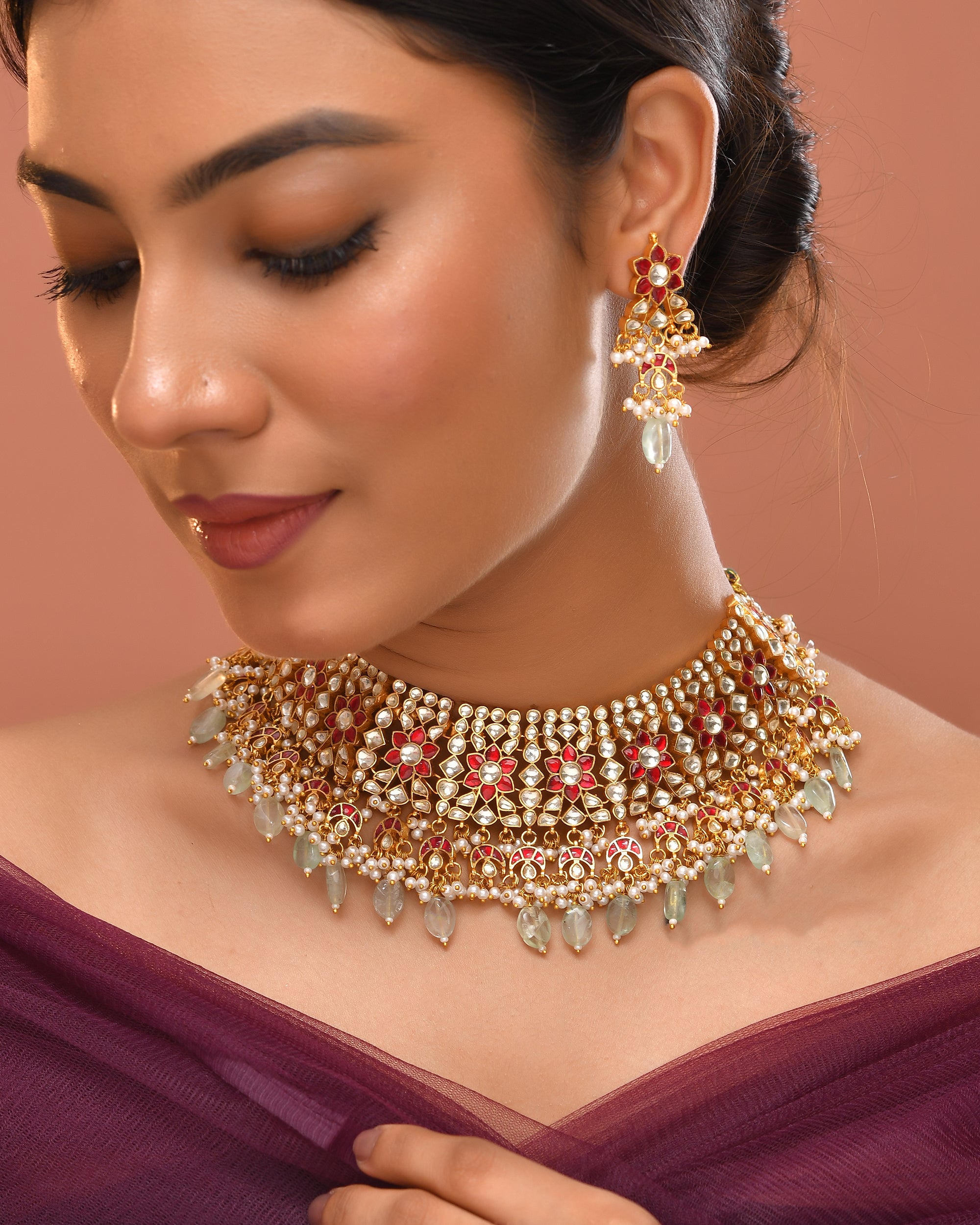 Kundan Majestic Lotus Necklace Set