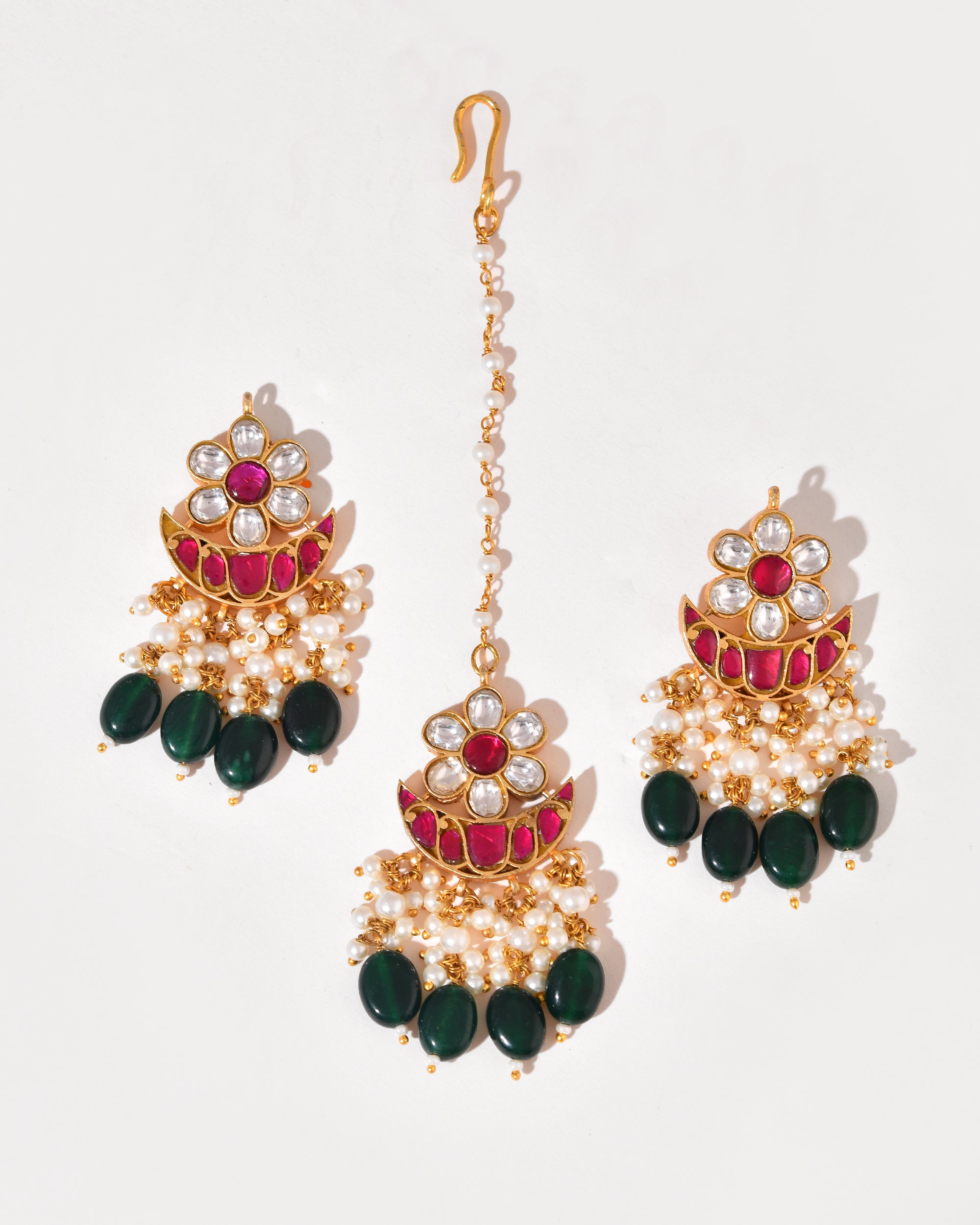 Kundan  Leher Earrings TIKA SET