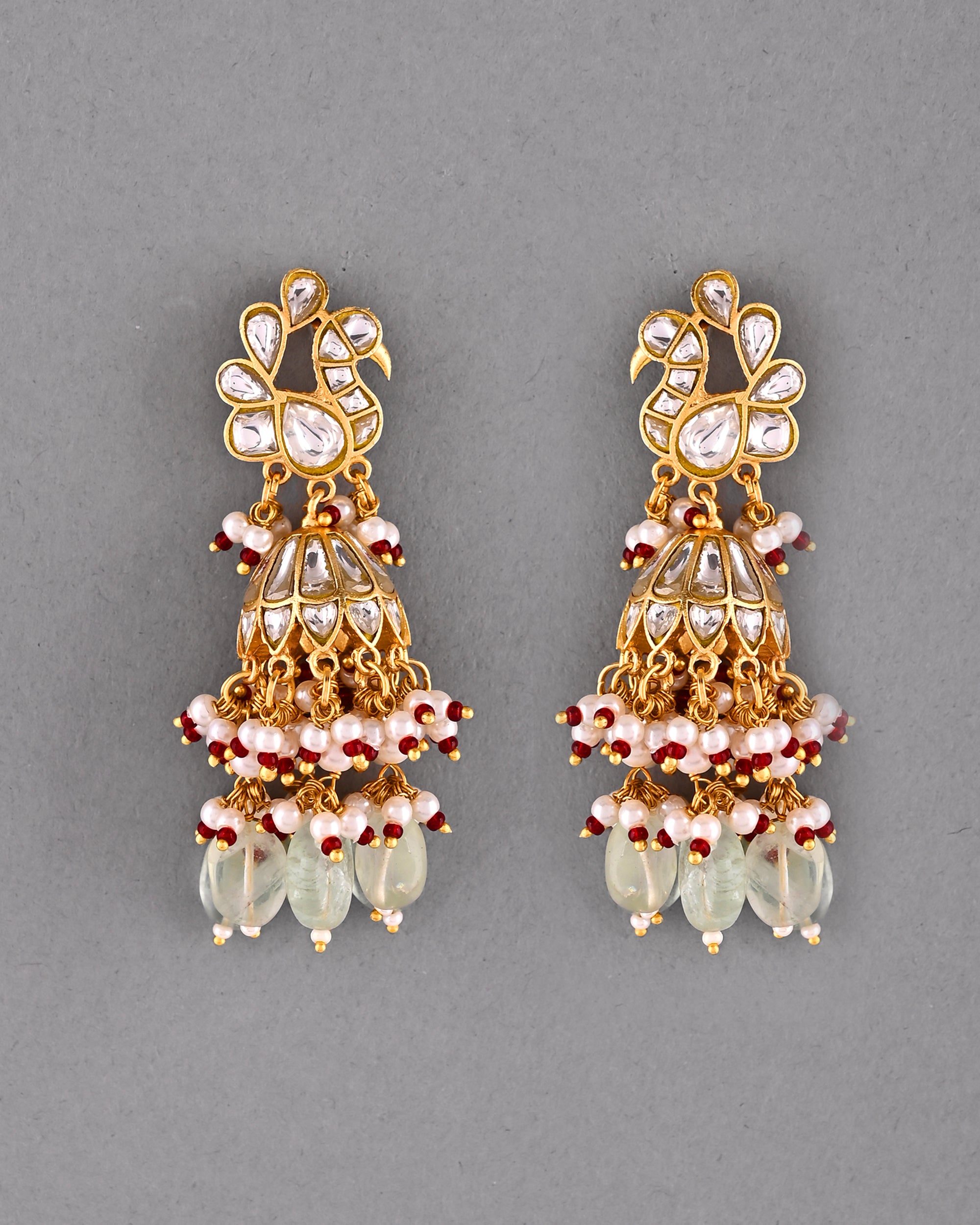 Kundan mor earrings