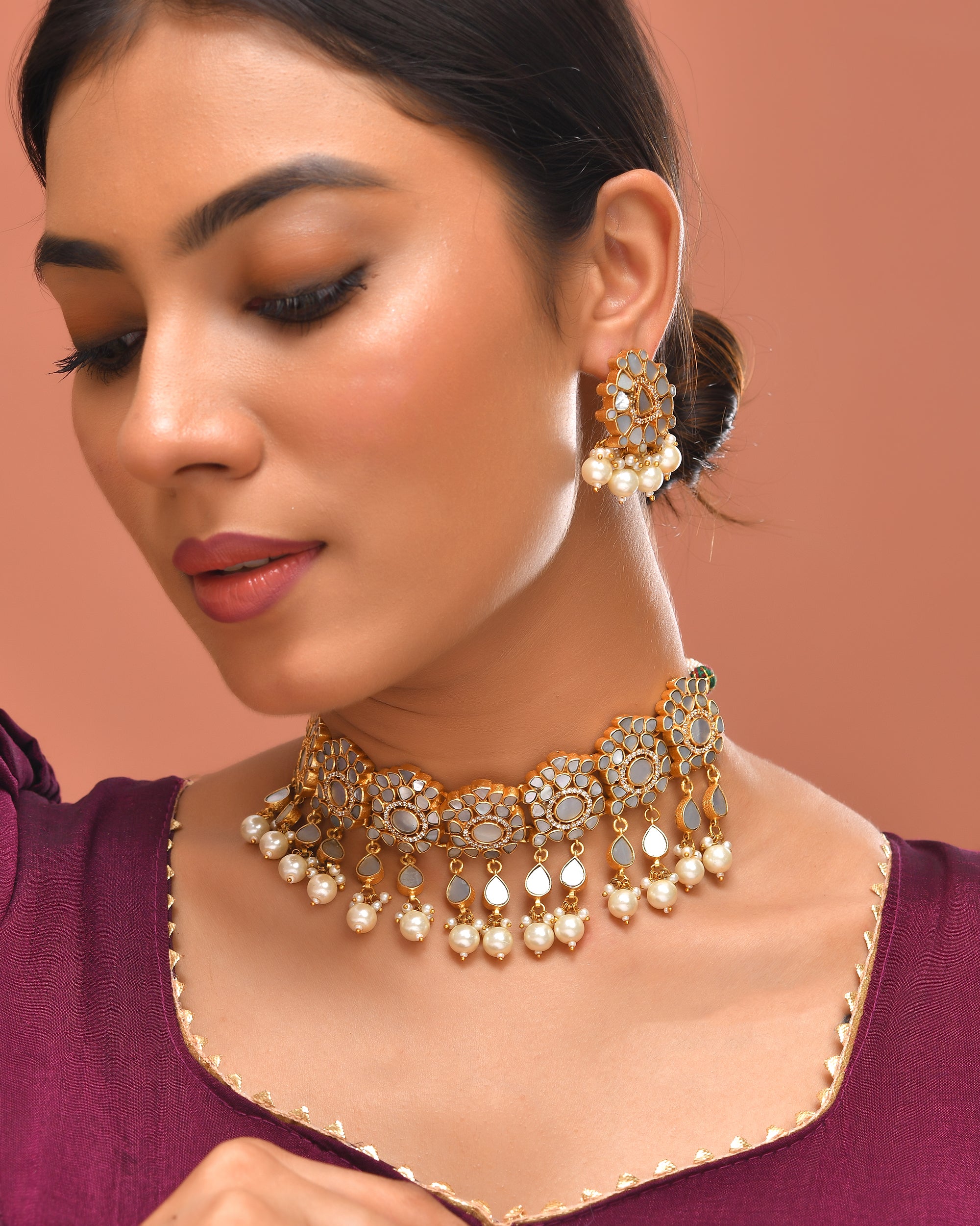 Kundan Lotus Bloom Necklace Set