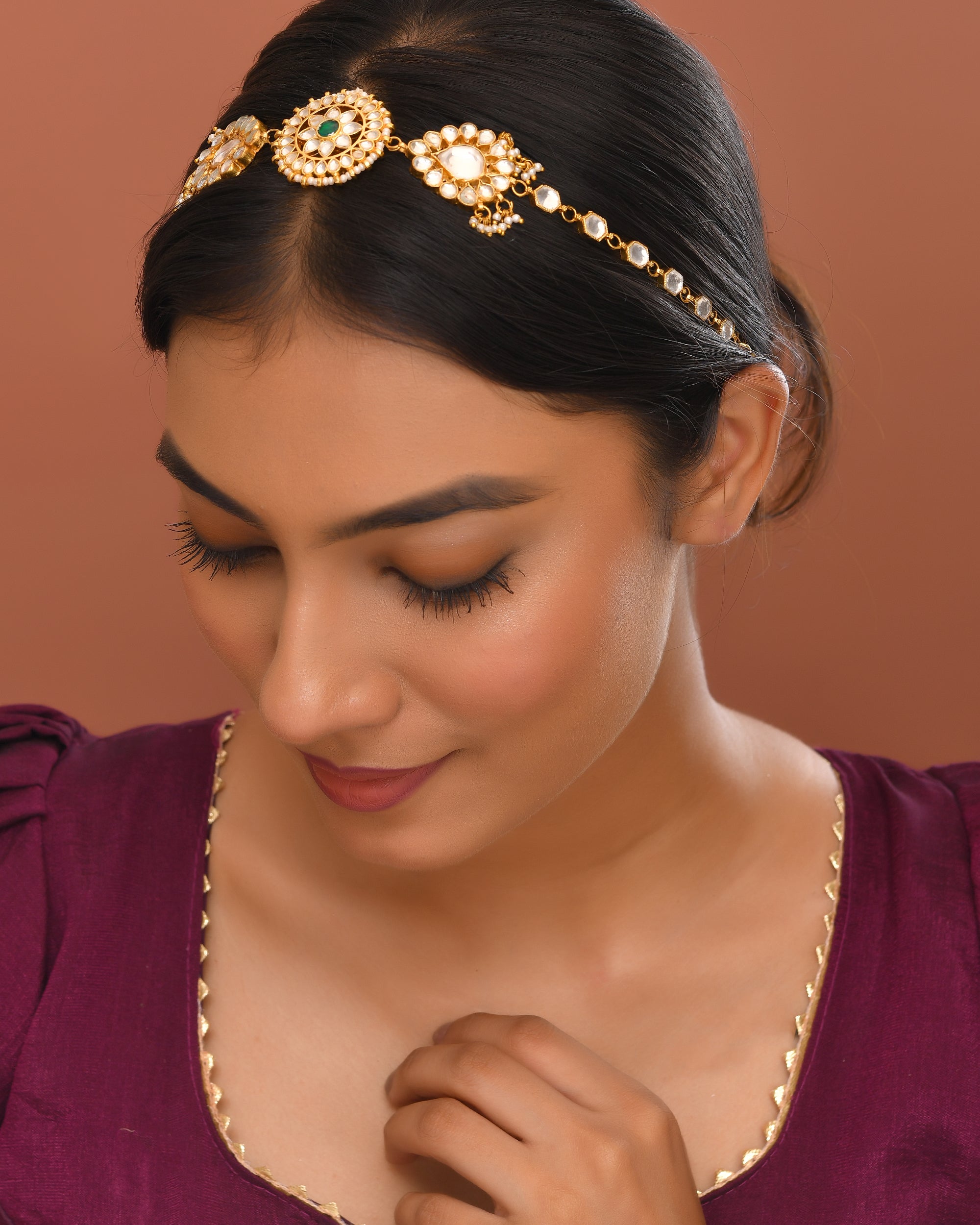 Kundan Lotus Crown Sheeshphool