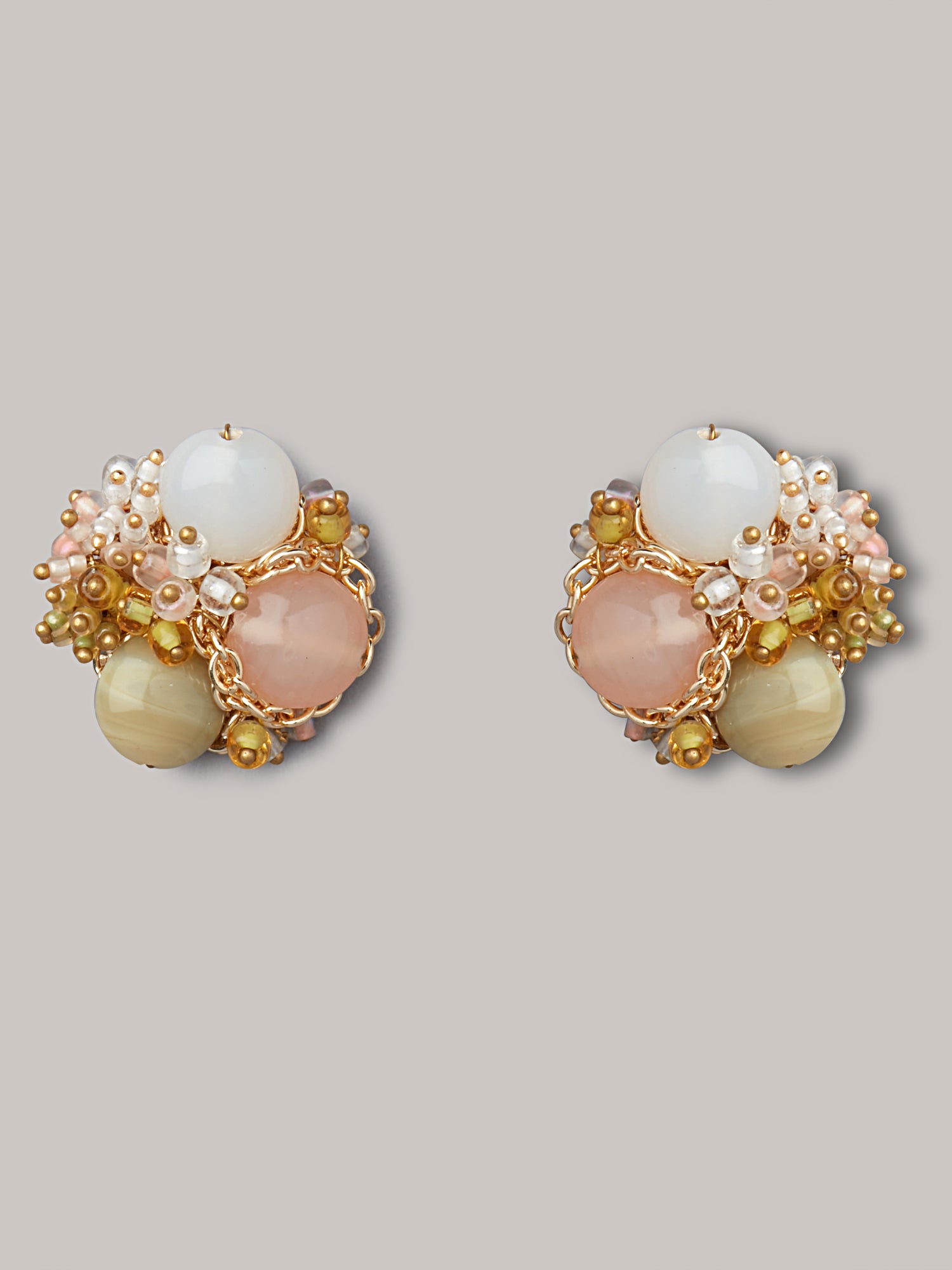 Statement 3 pastel stone round earrings