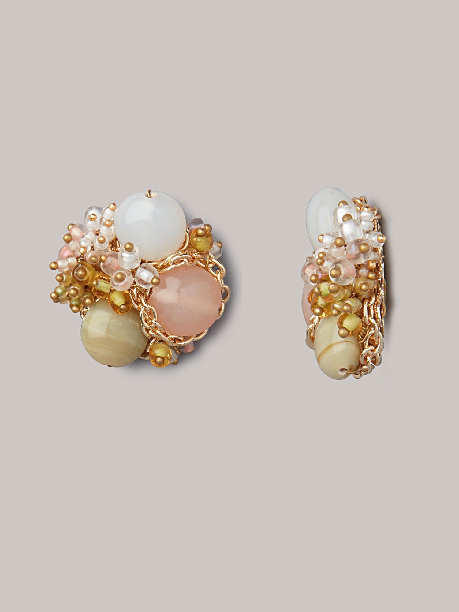 Statement 3 pastel stone round earrings