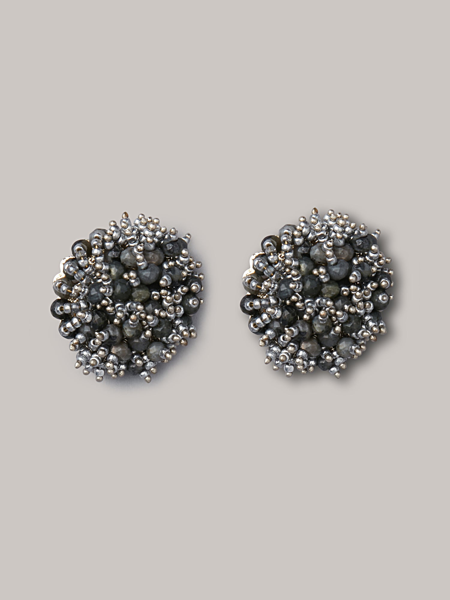 Black and silver statement stud earrings
