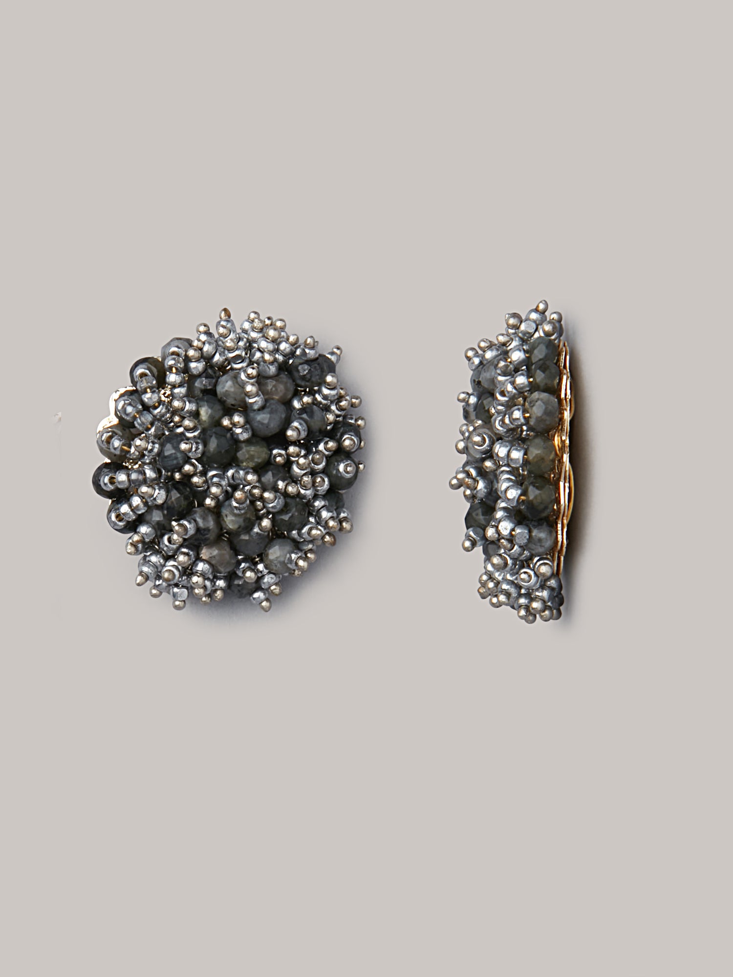 Black and silver statement stud earrings