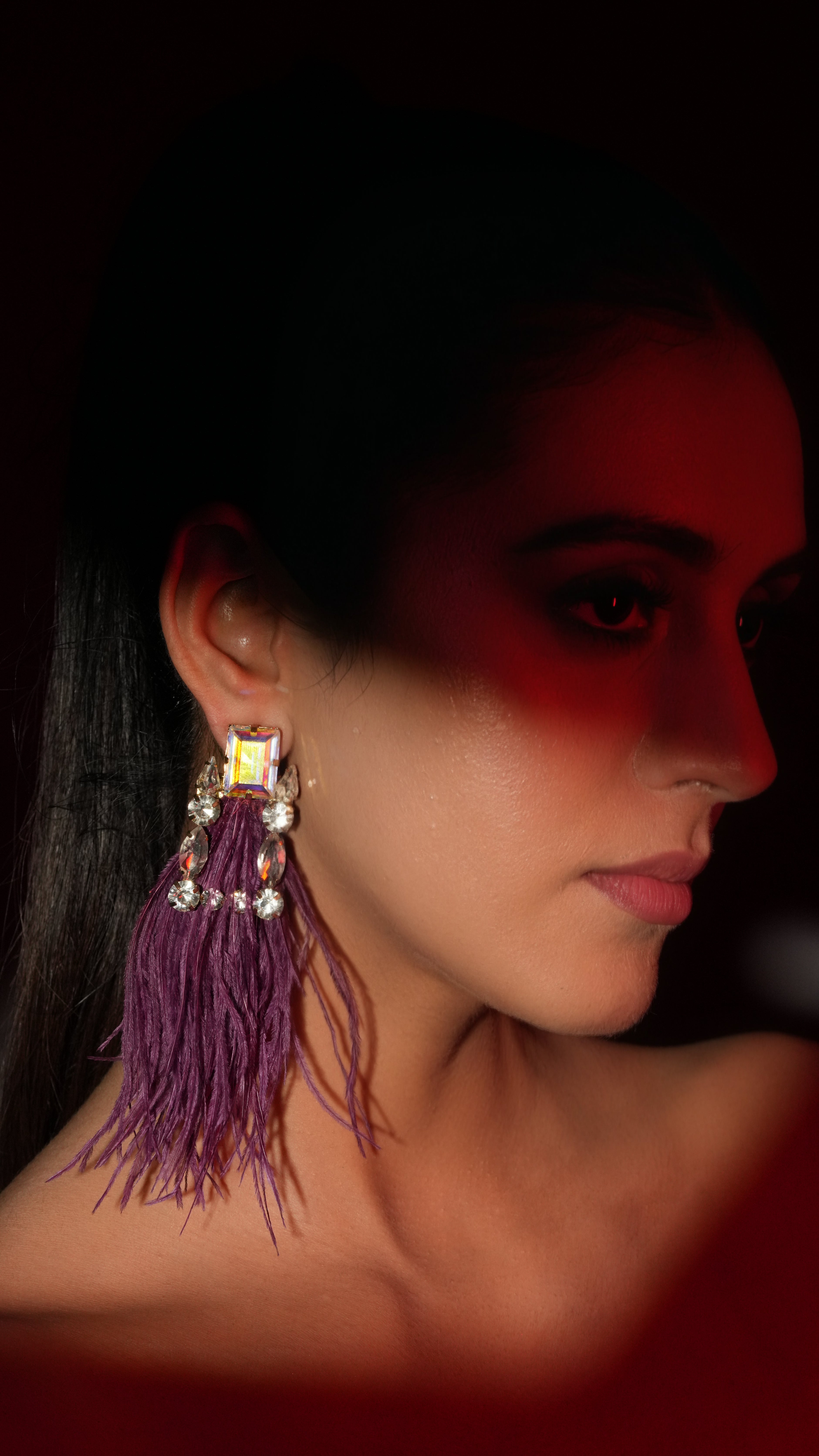 Plum Feather Earrings