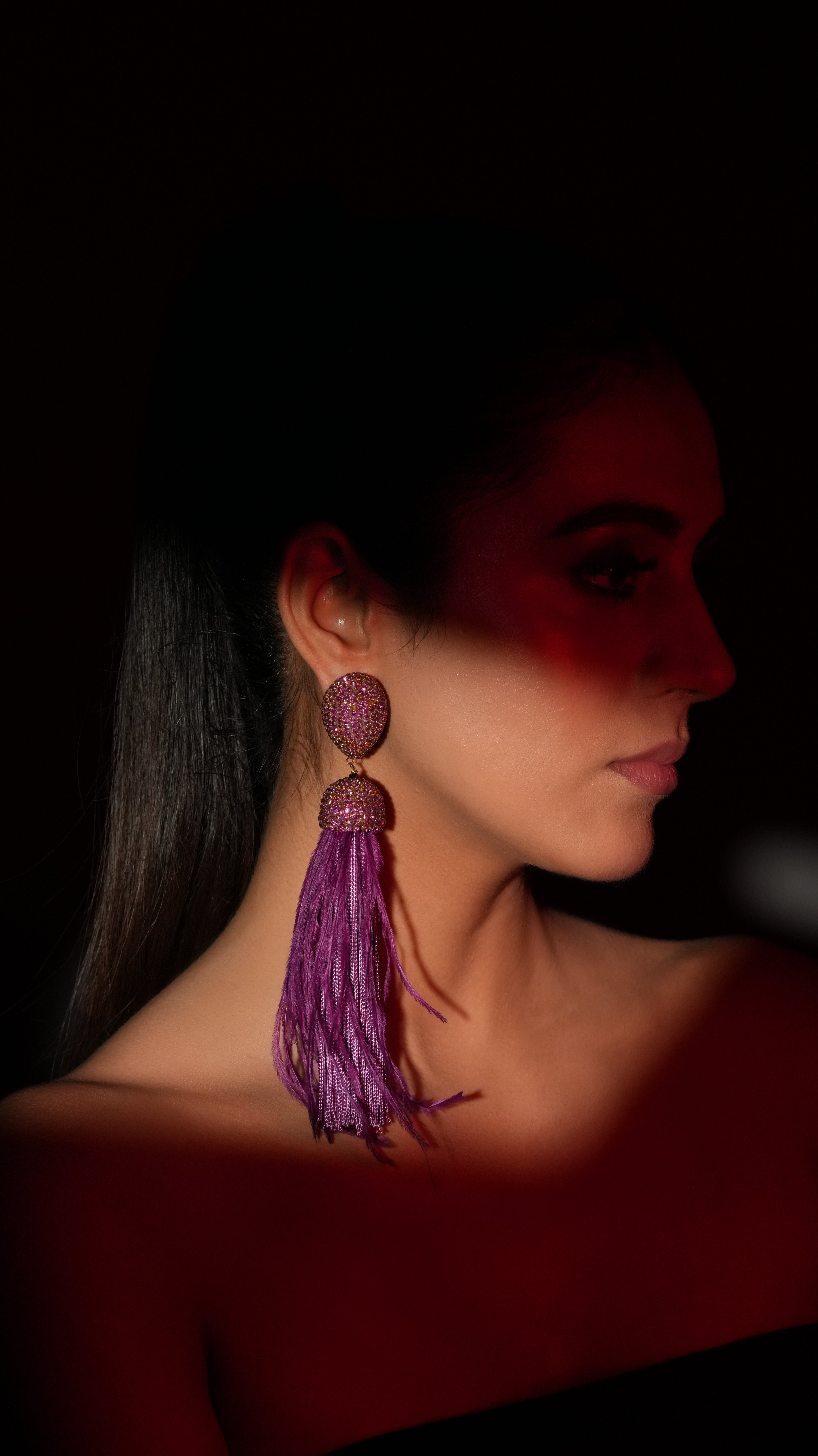 Purple Feather Earrings
