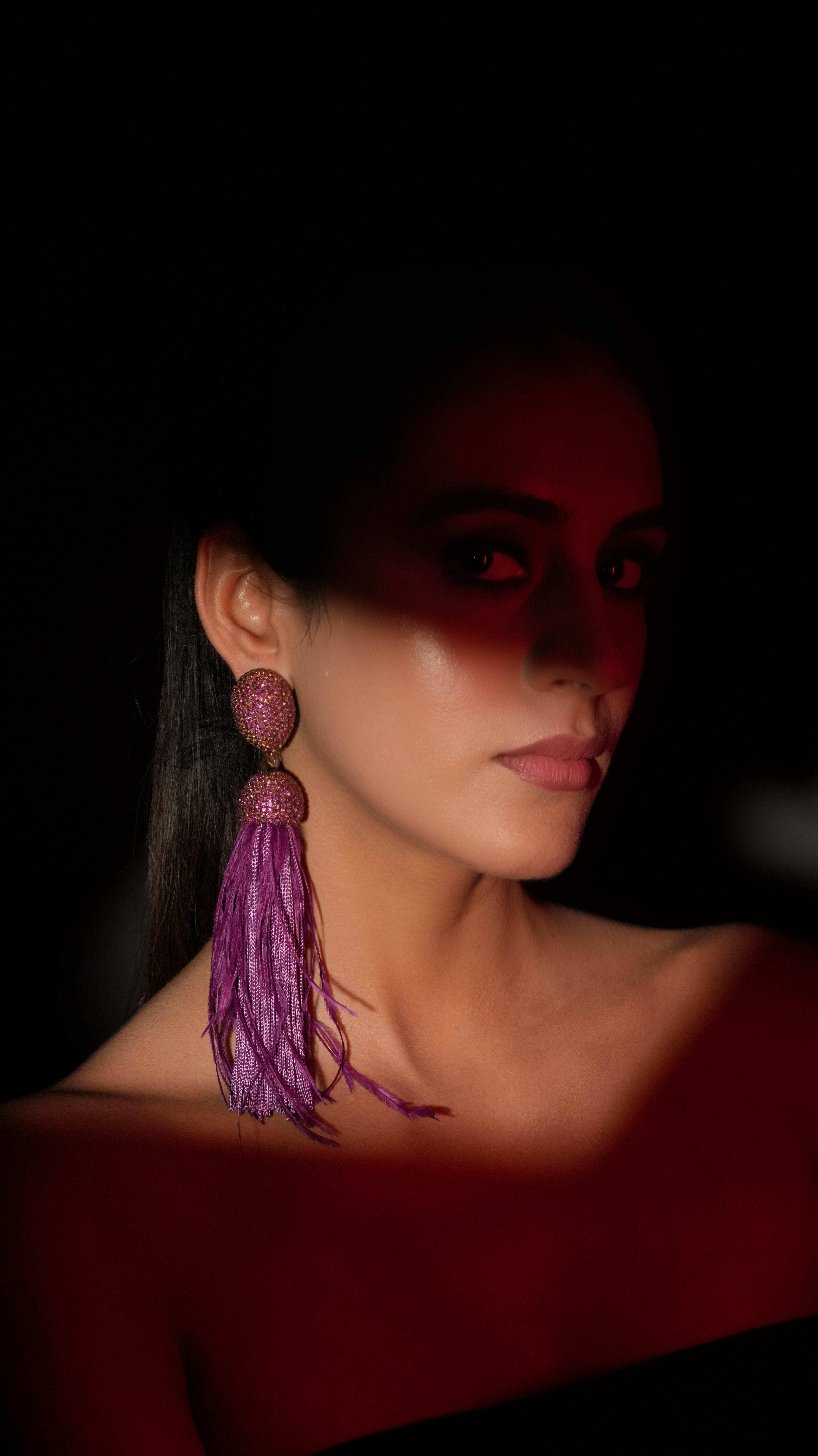 Purple Feather Earrings