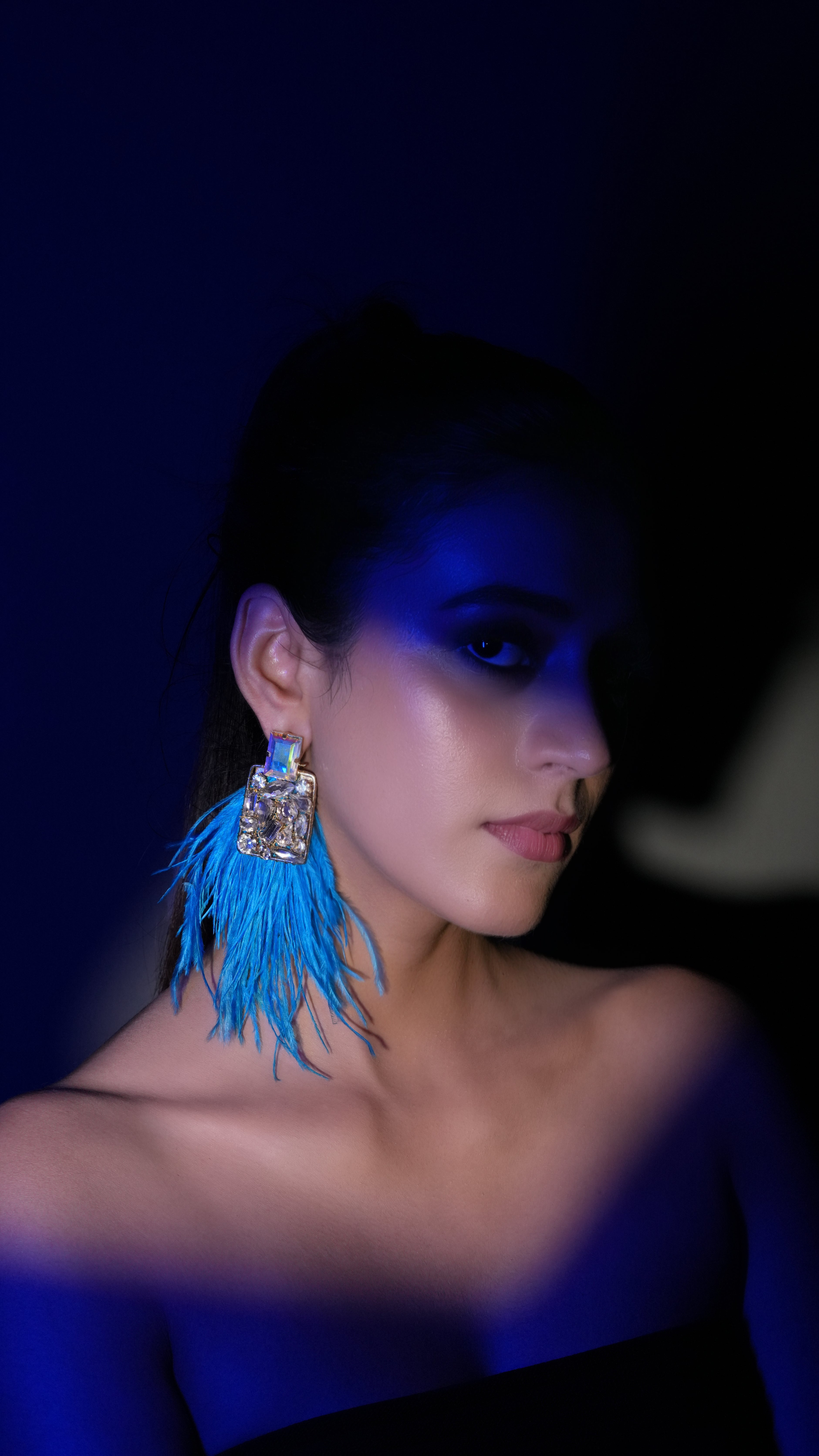 Blaze Blue Feather Earrings