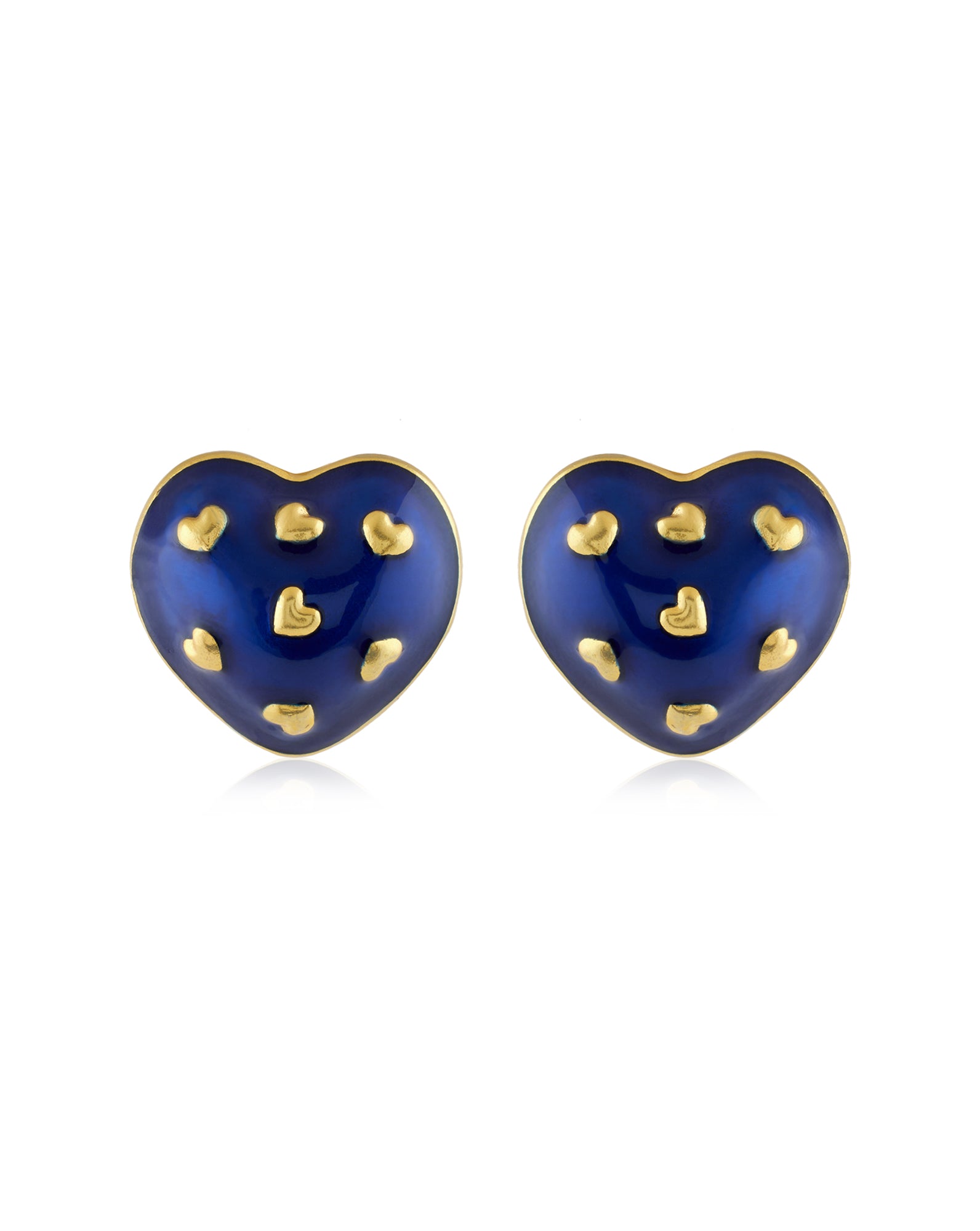 Amour Enamel Heart Studs (Blue)