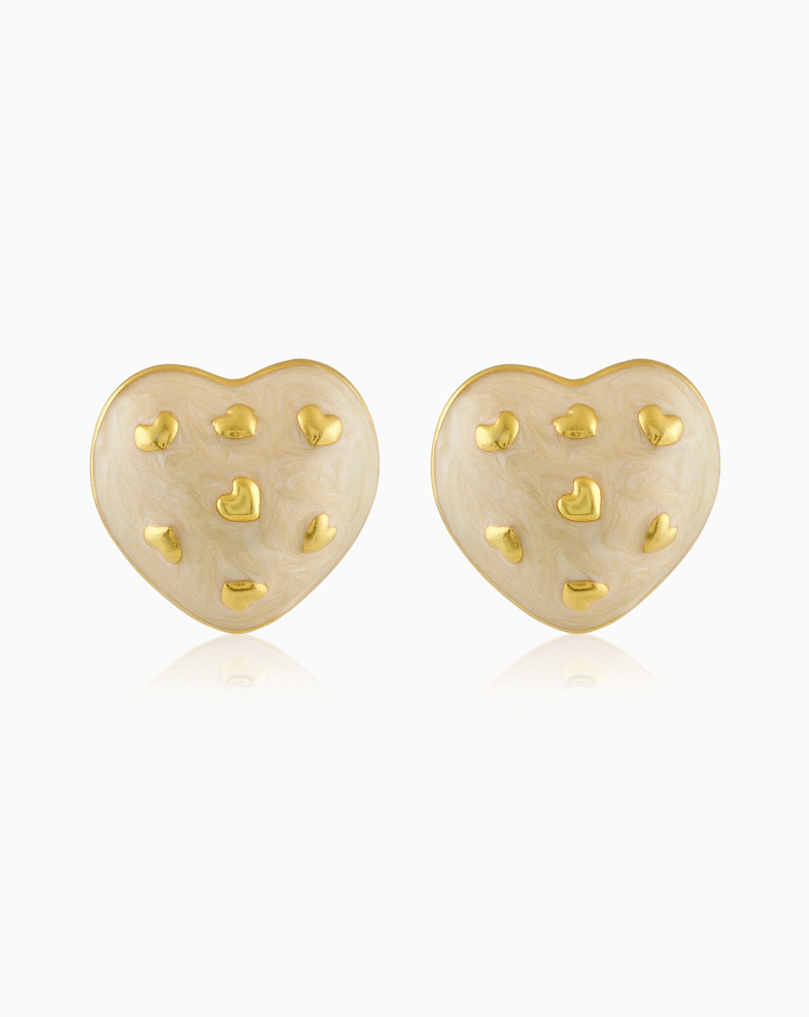 Amour Enamel Heart Studs (White)