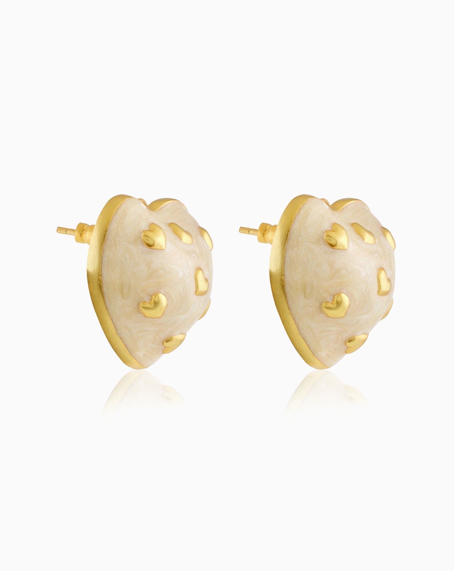 Amour Enamel Heart Studs (White)