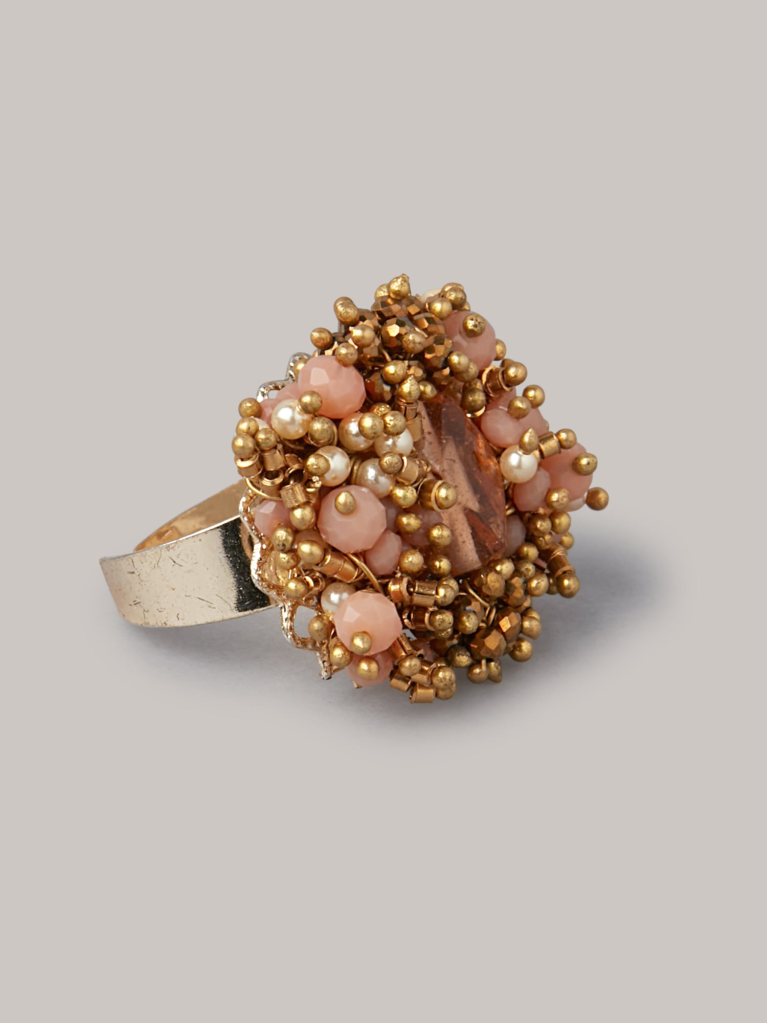 Handmade gold plated pearl and stone bracelet