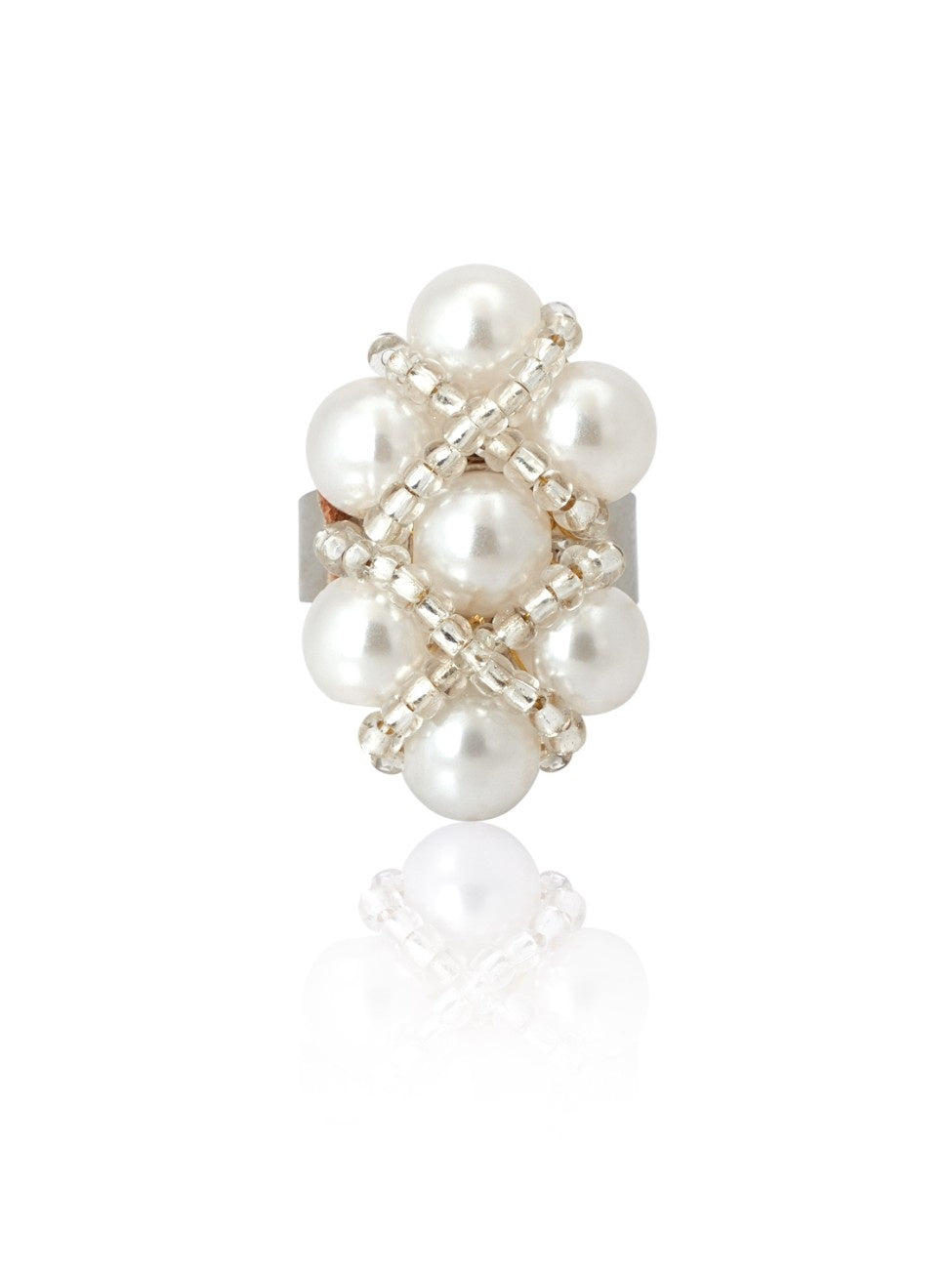 Helmi pearl finger ring white