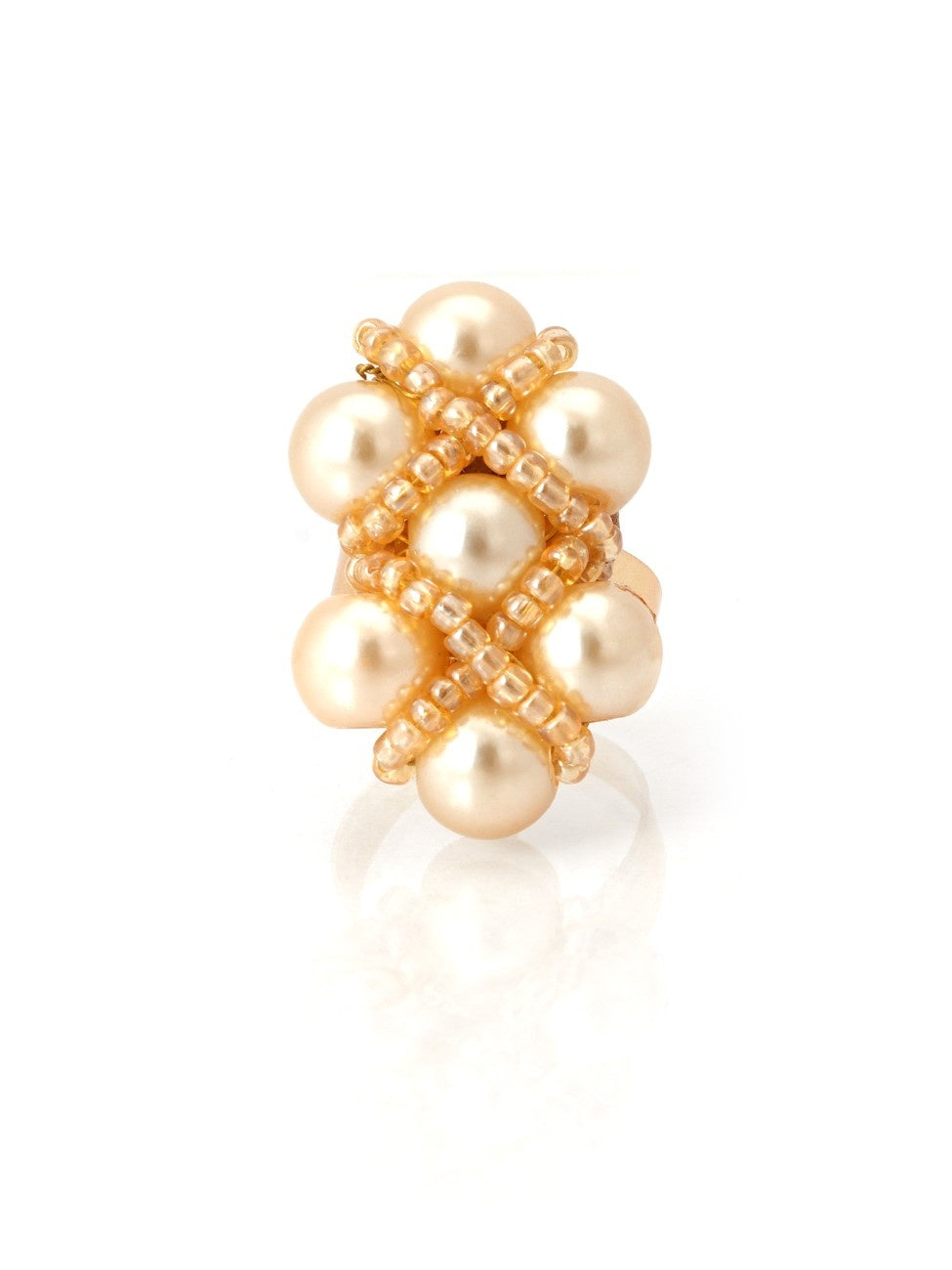 Helmi pearl finger ring peach