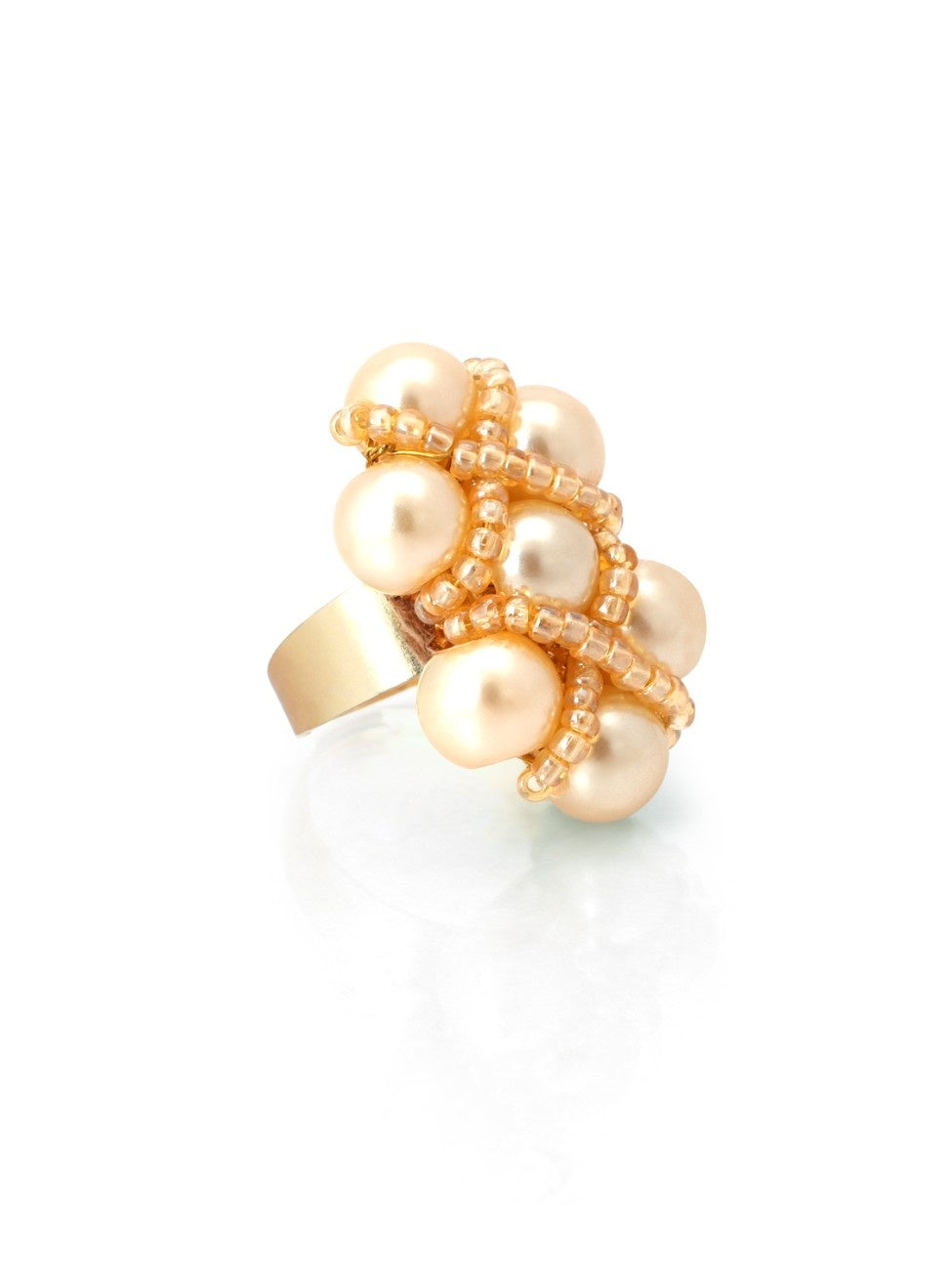 Helmi pearl finger ring peach